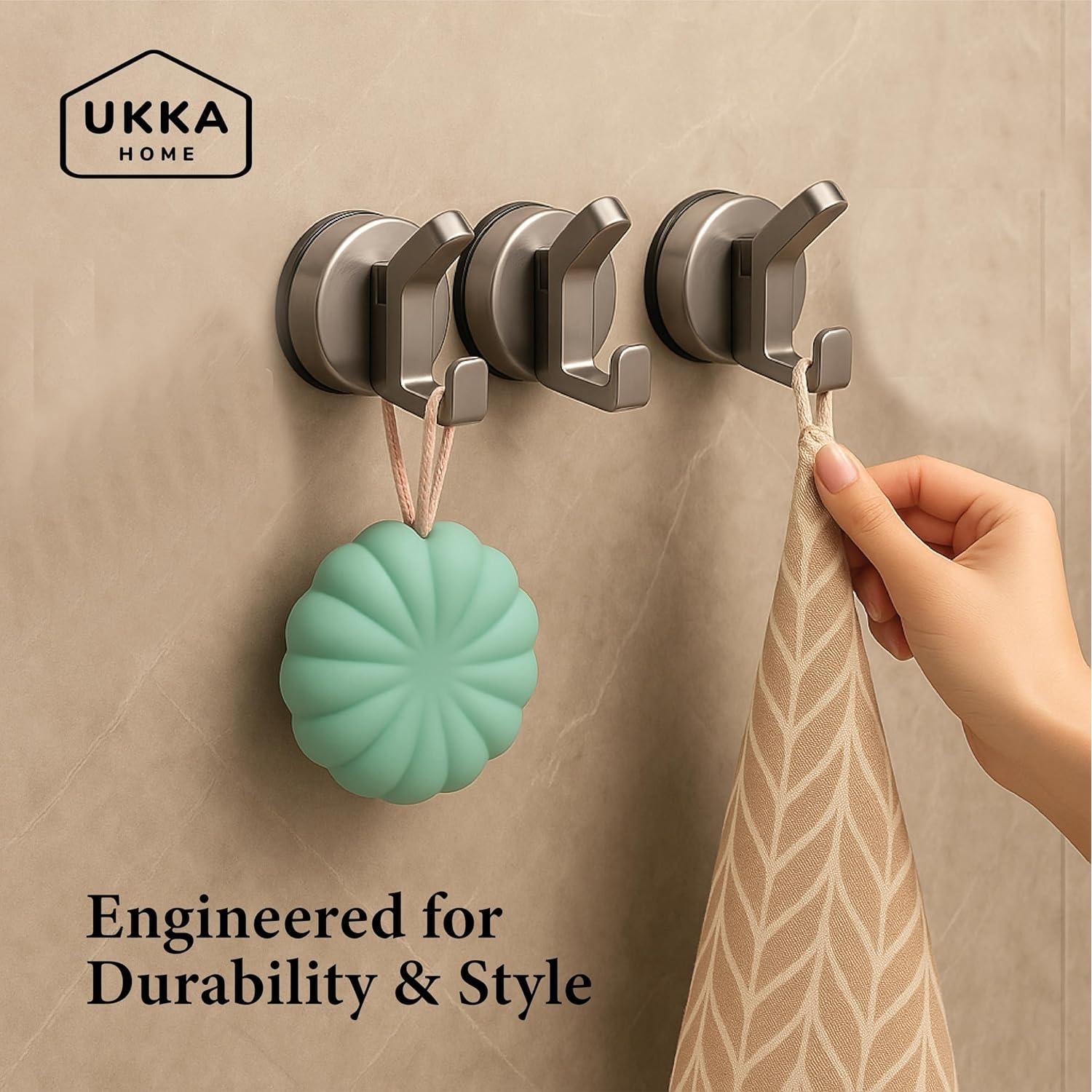 Gancho Doble Ventosa UKKA HOME Gris 2 Unidades para Ducha y Cocina