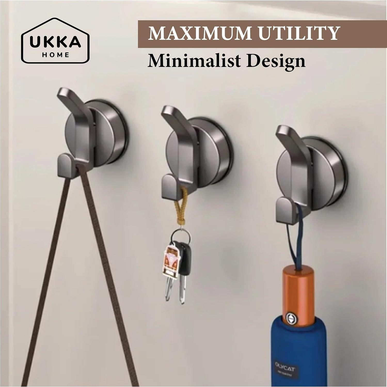 Gancho Doble Ventosa UKKA HOME Gris 2 Unidades para Ducha y Cocina