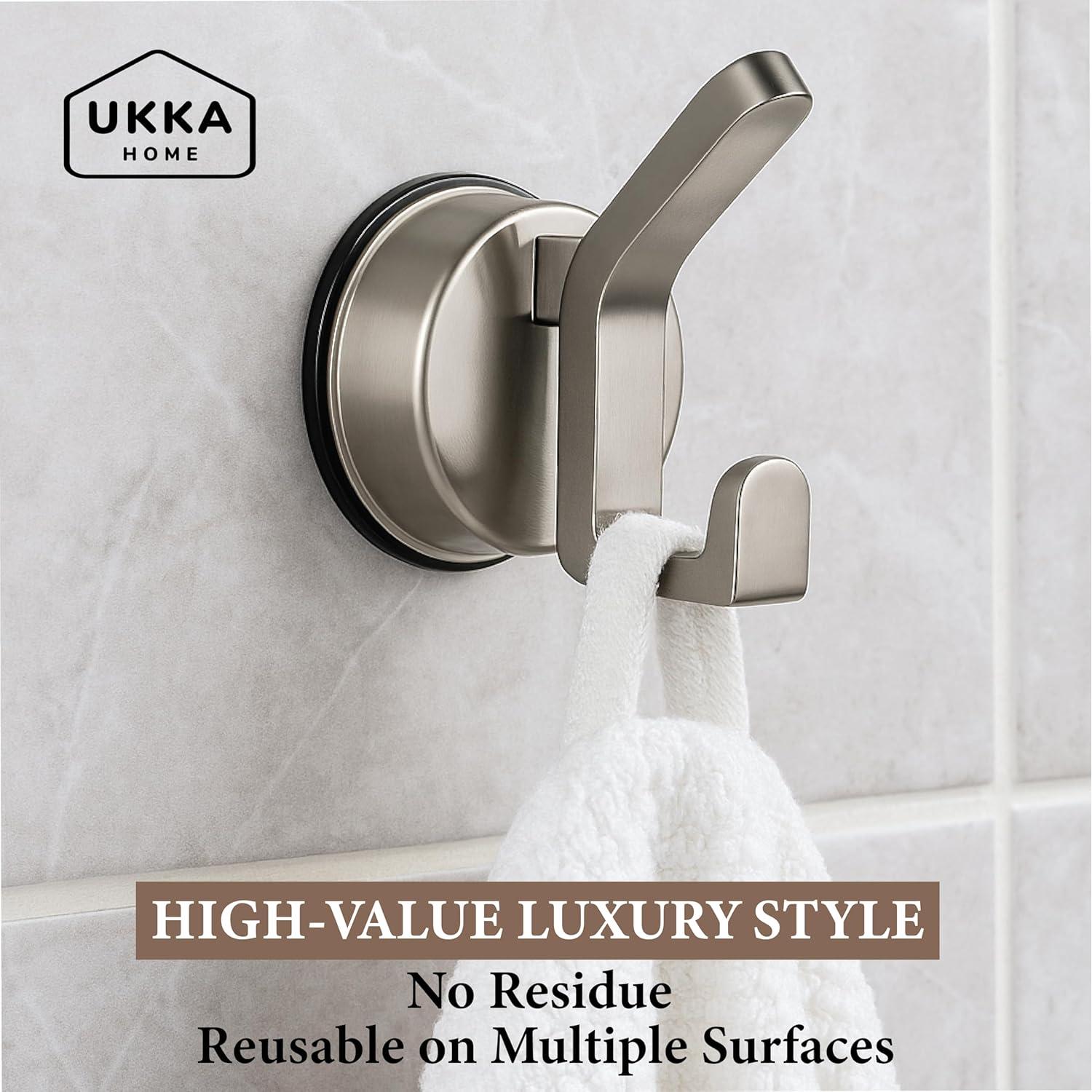 Gancho Doble Ventosa UKKA HOME Gris 2 Unidades para Ducha y Cocina