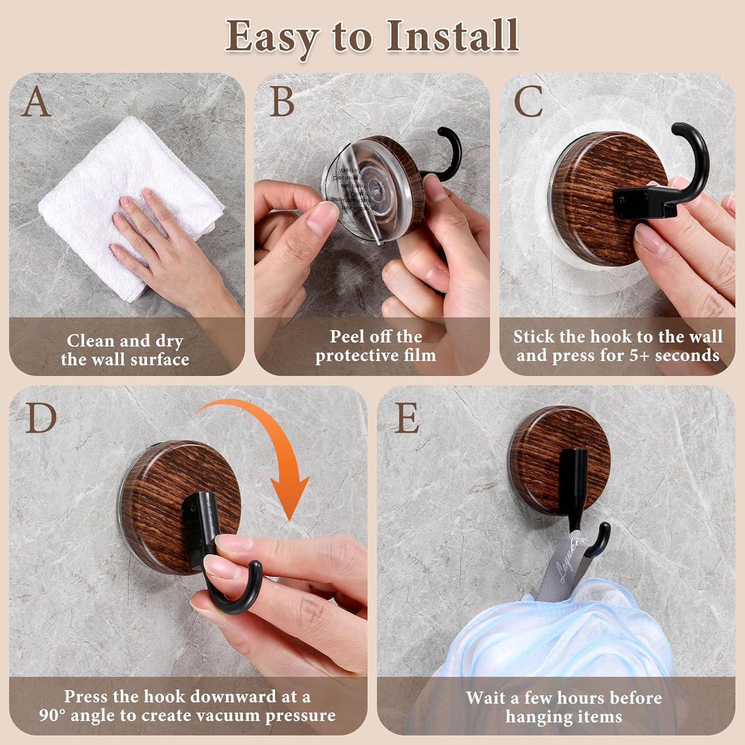 Gancho de Doble Bloqueo LAYUKI con Ventosa - 4 Unidades