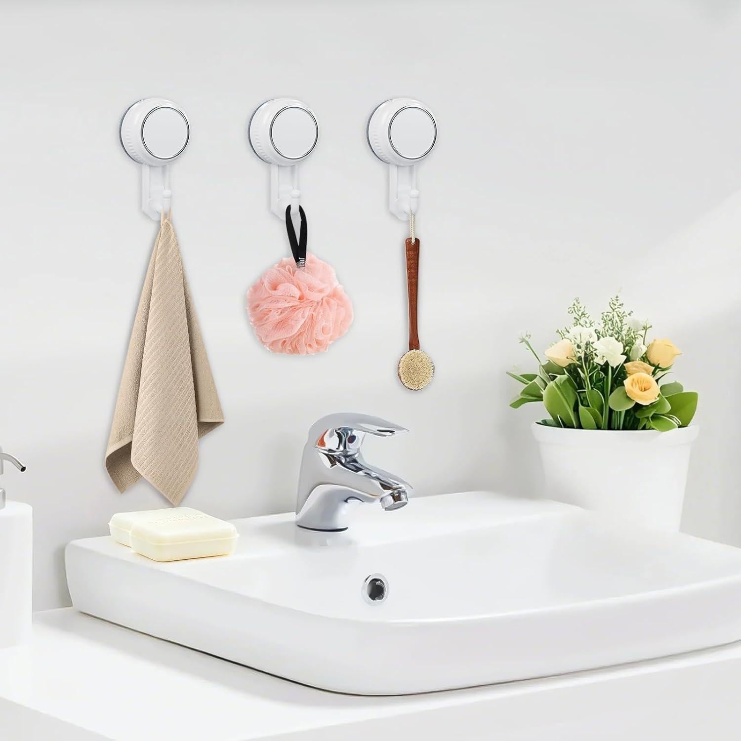 Ganchos de Ventosa Lvingmax Blancos para Baño y Cocina - 5 kg