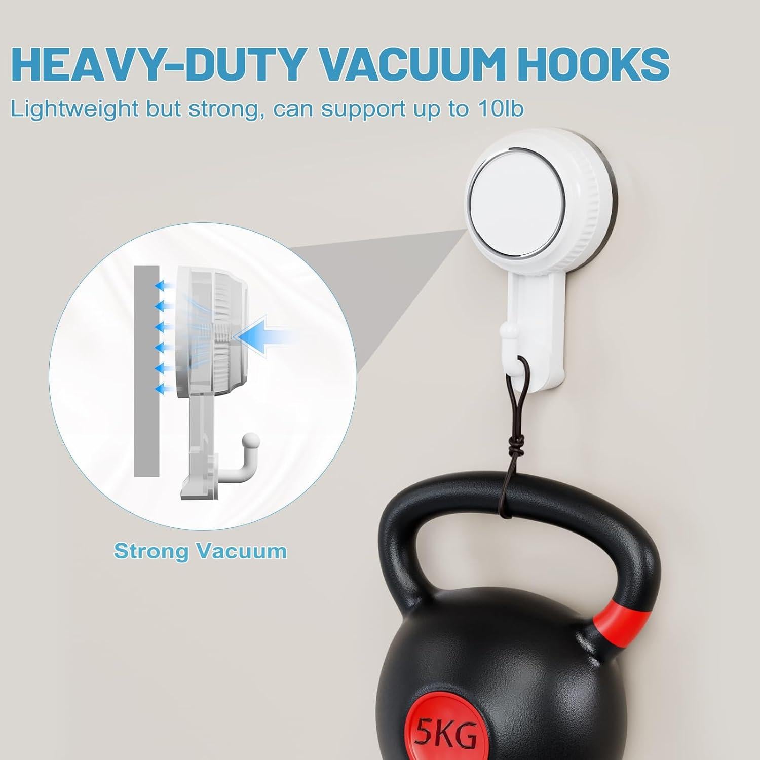 Ganchos de Ventosa Lvingmax Blancos para Baño y Cocina - 5 kg