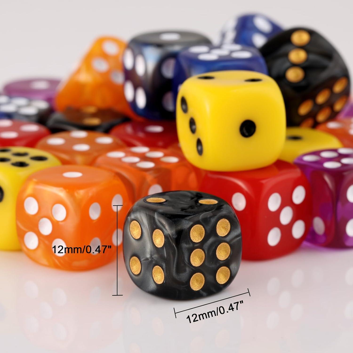 Juego de Dados Mini 36 Piezas 12mm D6 Patrón Perla Negro