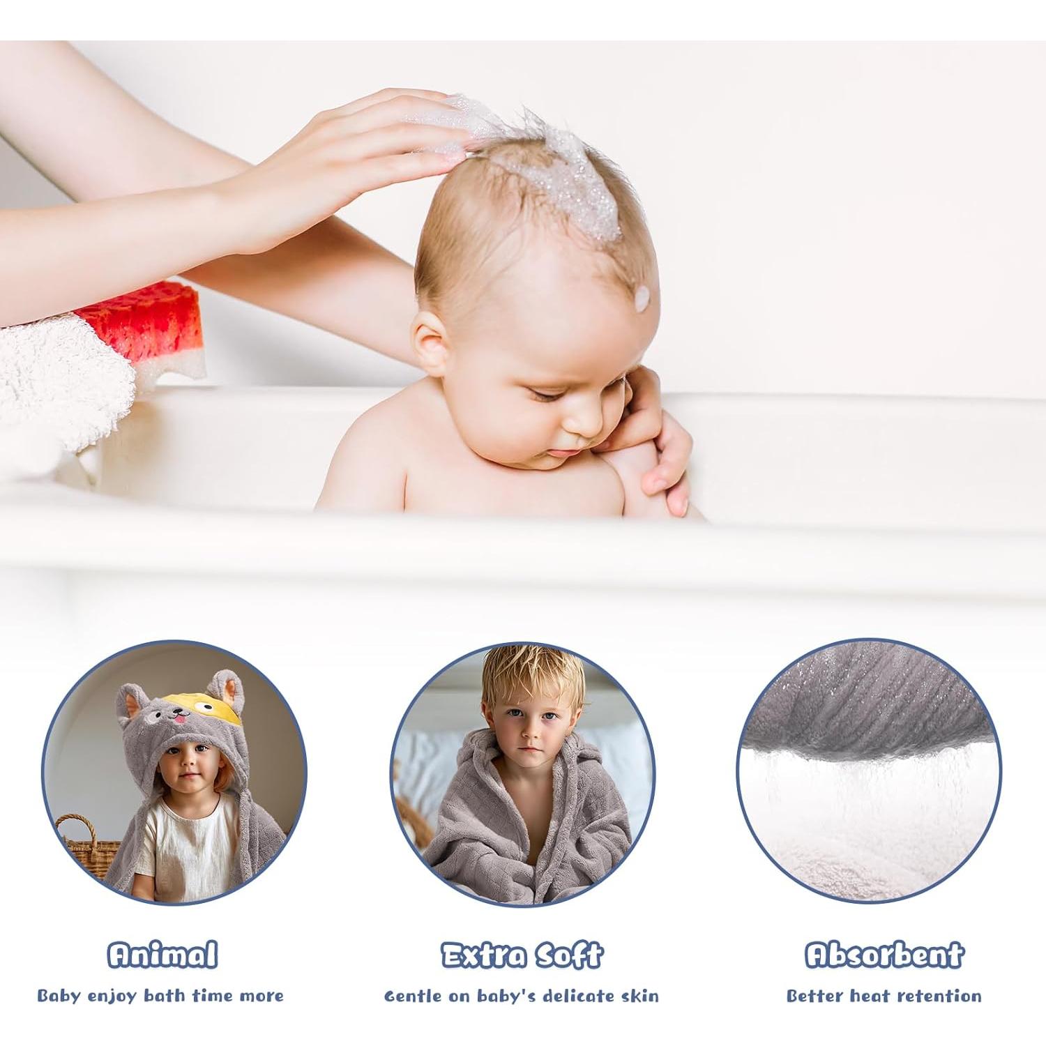 Toallas de Baño para Bebés WODHOY con Capucha 127x81 cm 2 Pzas