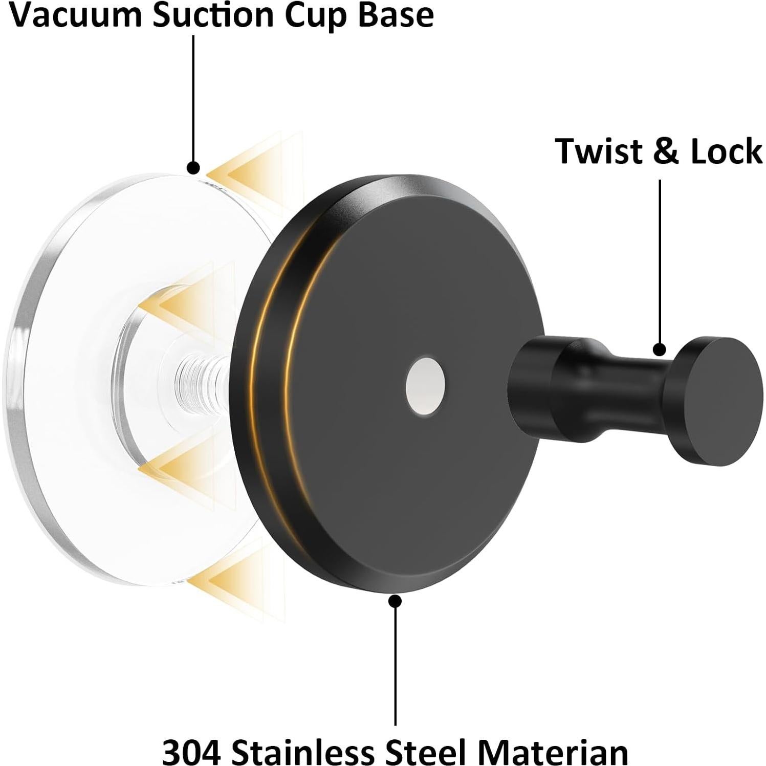 Ganchos de Ventosa IHWGP para Ducha y Cocina, 2 Paquete, Negro