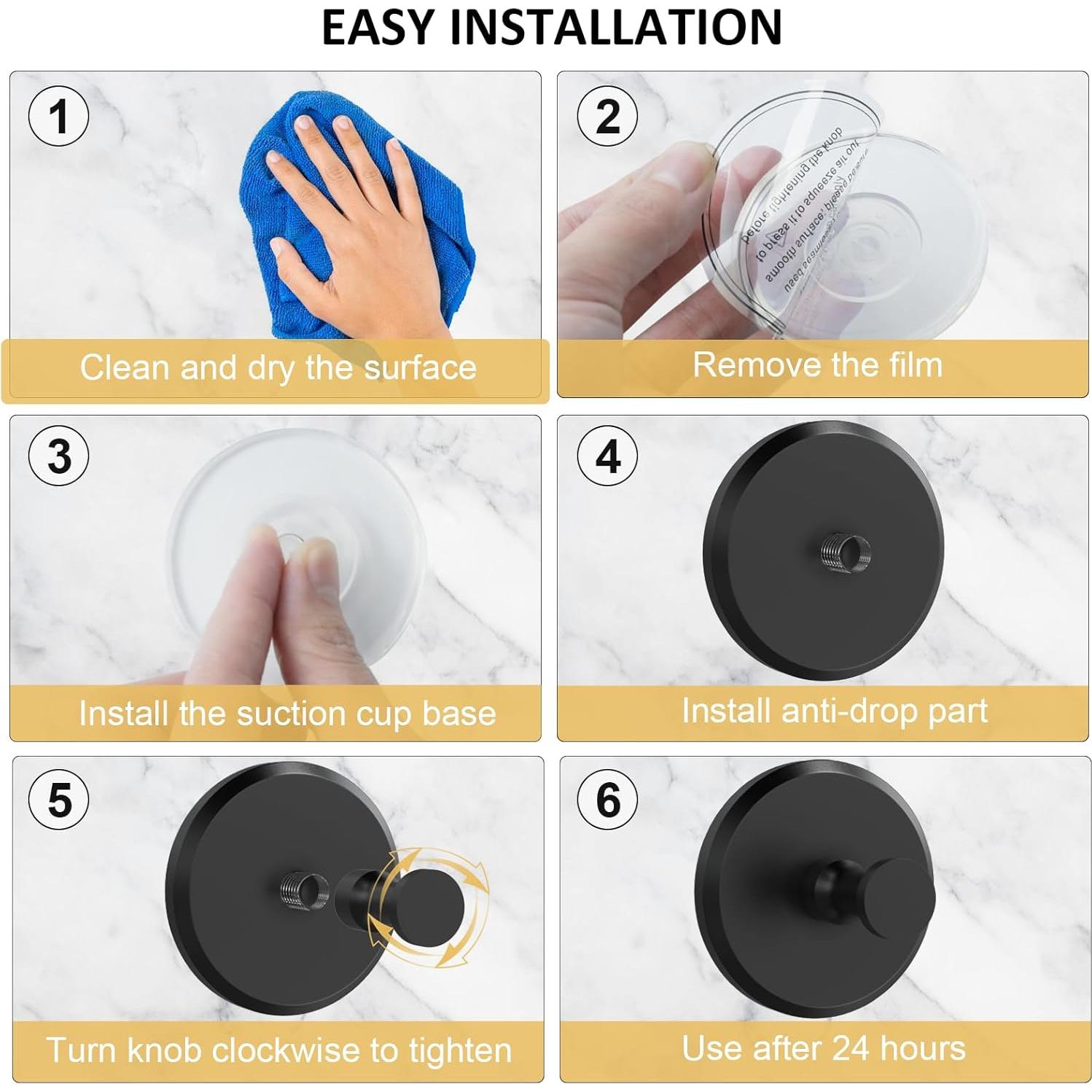 Ganchos de Ventosa IHWGP para Ducha y Cocina, 2 Paquete, Negro