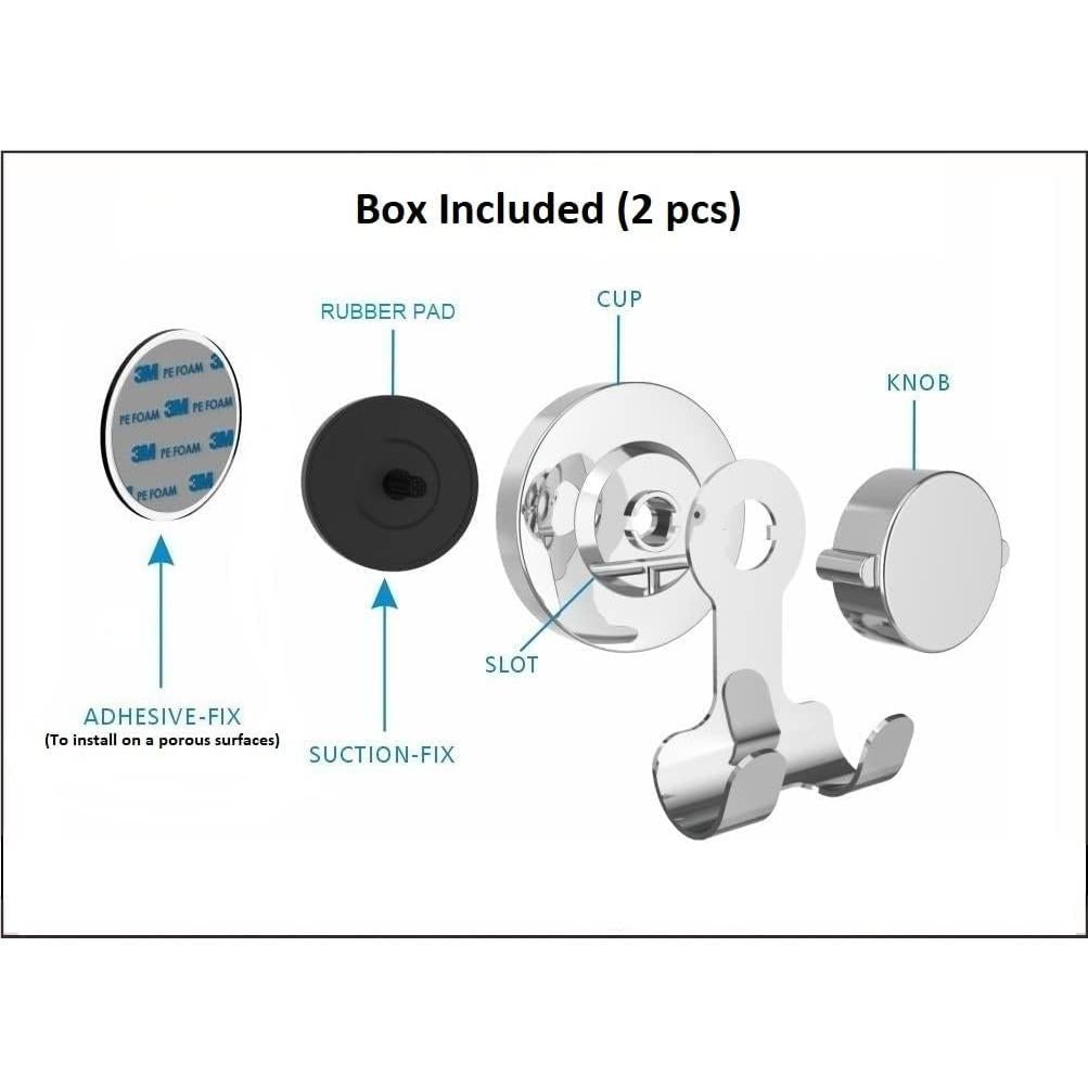 Ganchos de Ventosa Bathika para Baño y Cocina - Acero Inoxidable