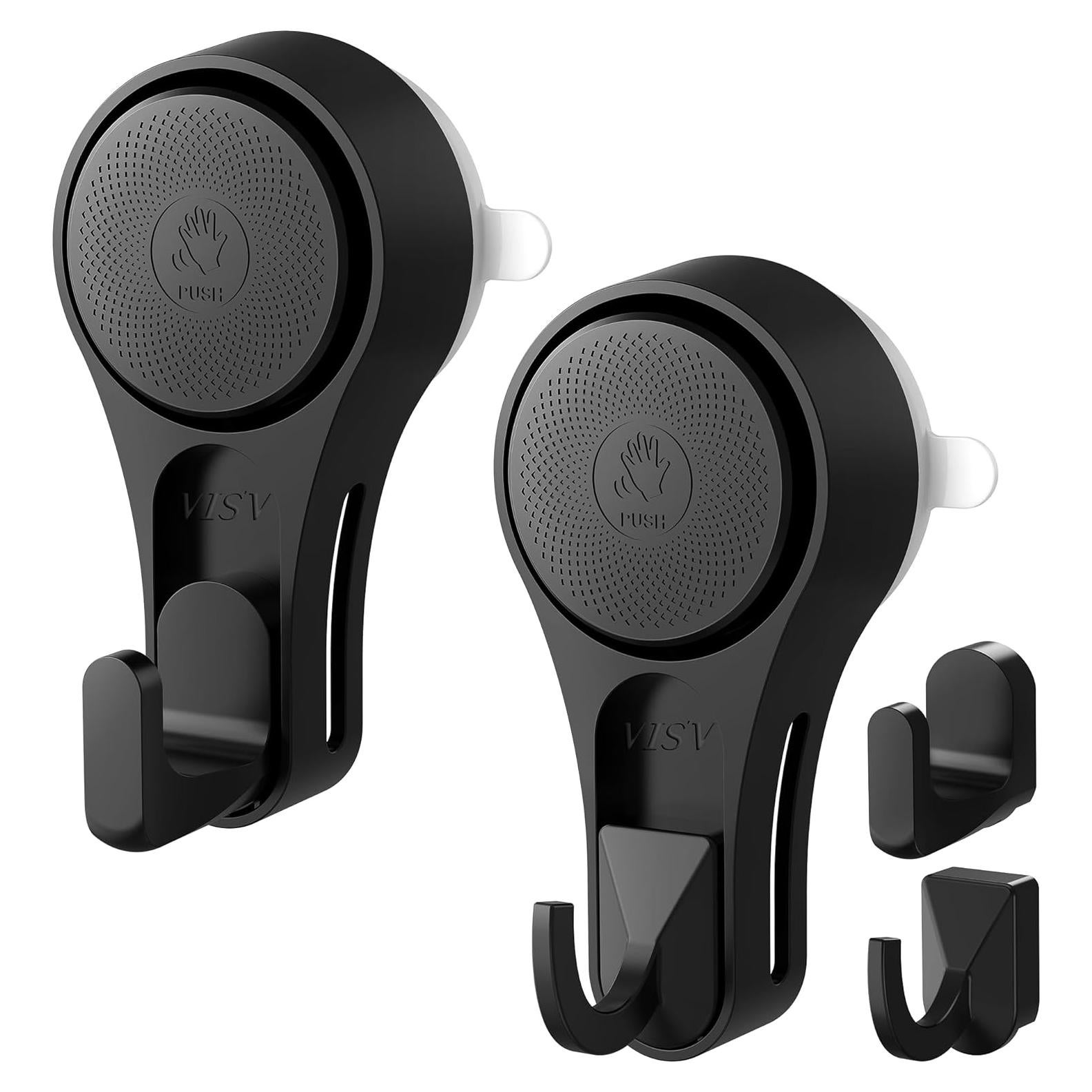 Ganchos de Ventosa para Ducha VIS'V, 2 Pcs, Alta Resistencia, Negros