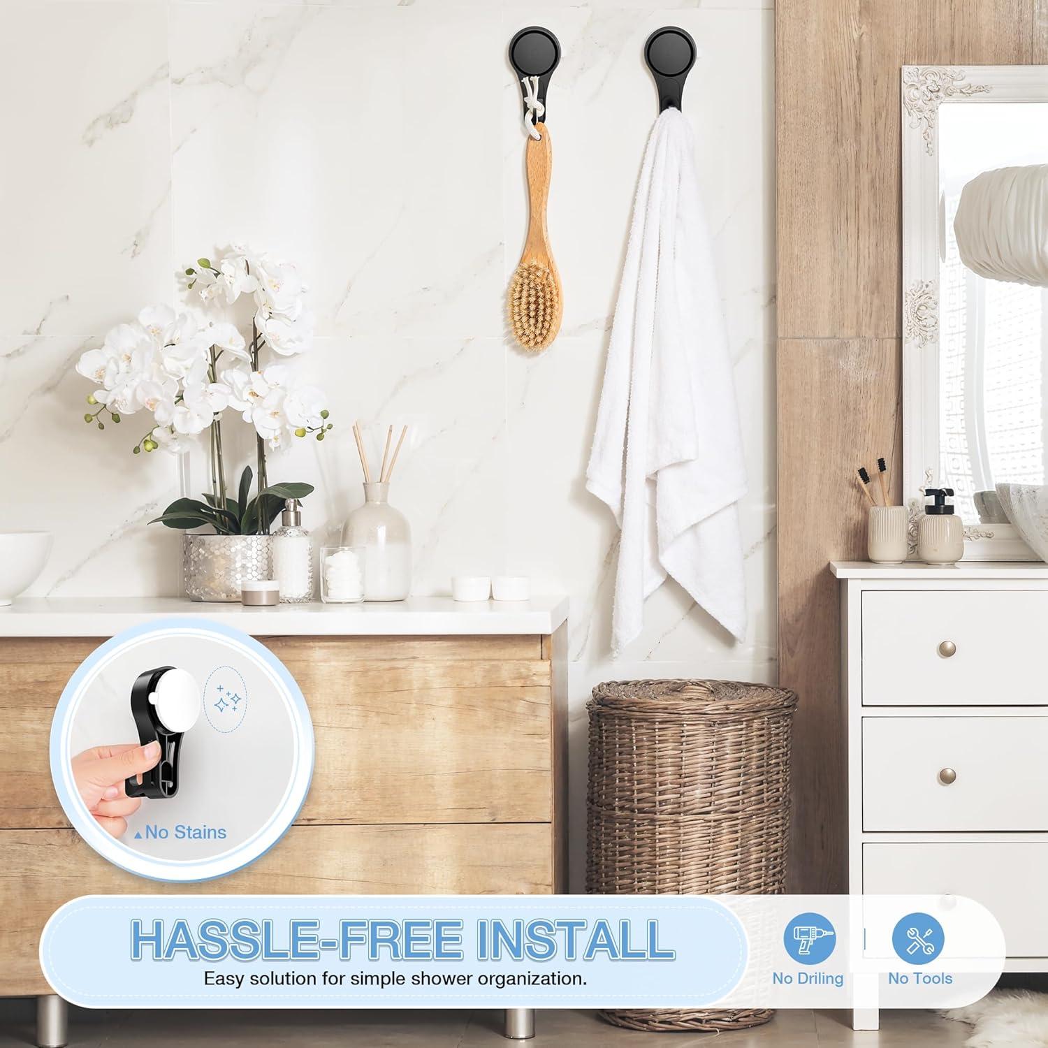 Ganchos de Ventosa para Ducha VIS'V, 2 Pcs, Alta Resistencia, Negros