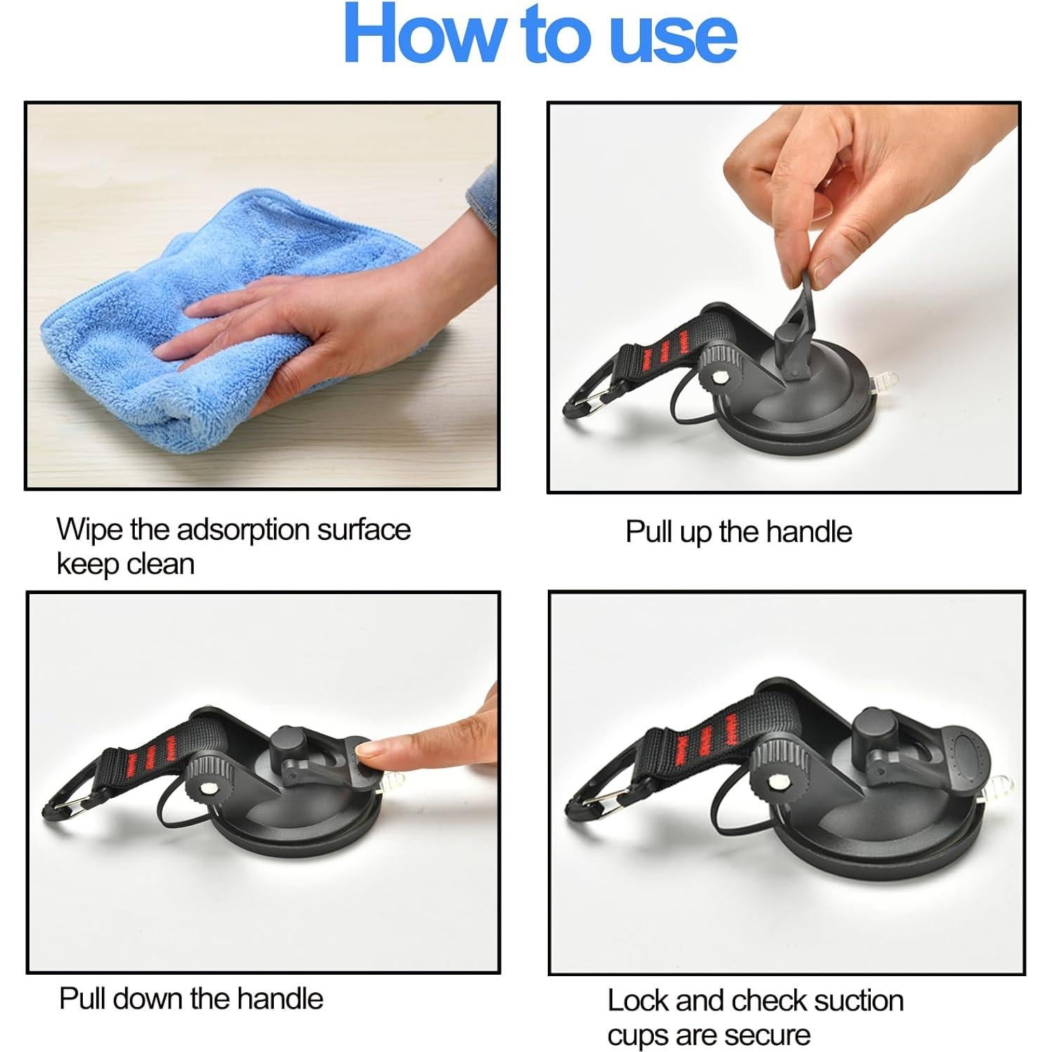 Ventosas de Alta Resistencia Pioleackflew 4 Pcs 10 kg para Camping