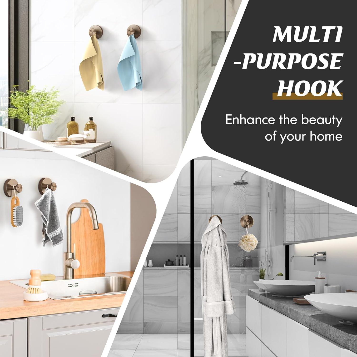 Ganchos de Ventosa para Ducha MOTAIPEAK 2 Pcs Bronce Champán