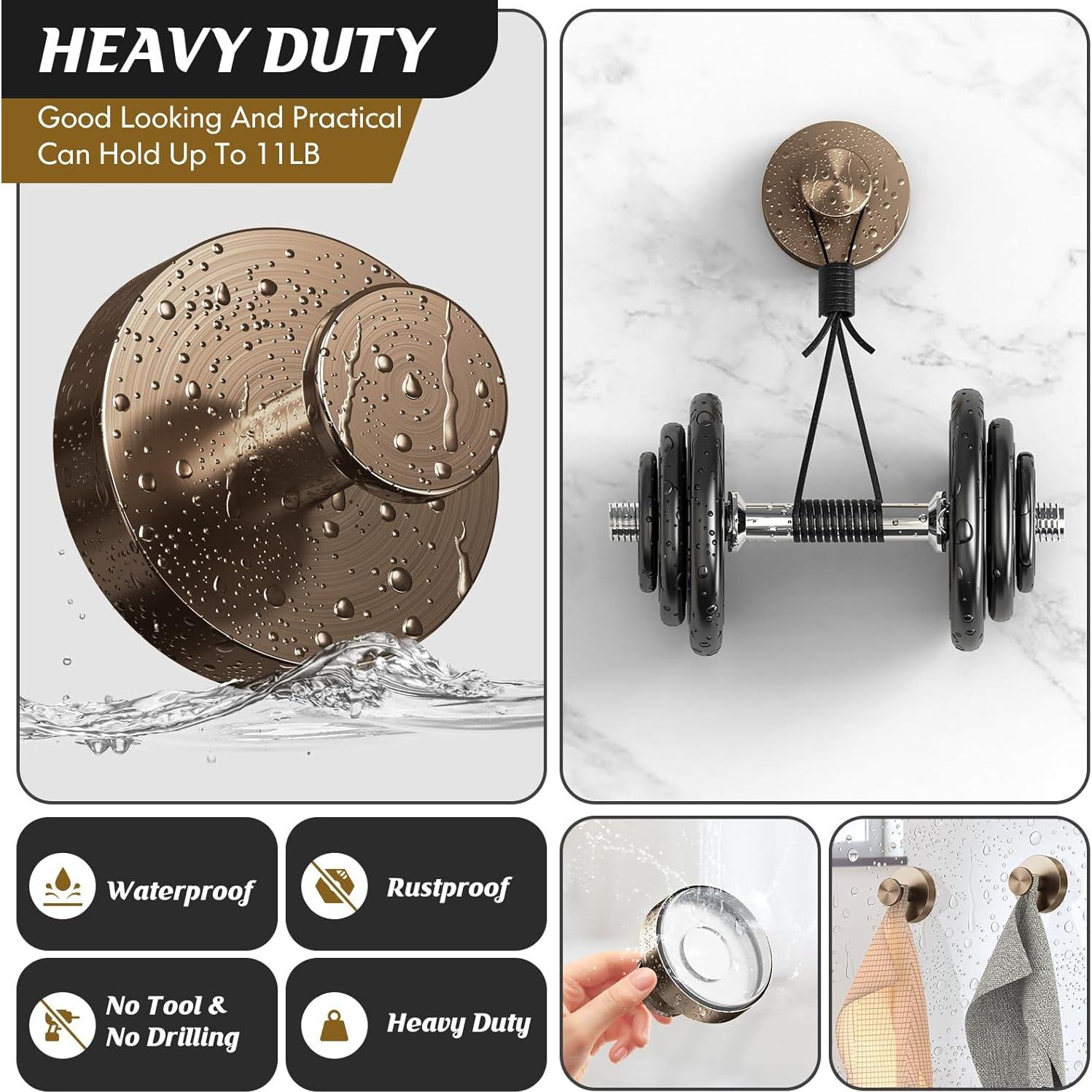 Ganchos de Ventosa para Ducha MOTAIPEAK 2 Pcs Bronce Champán