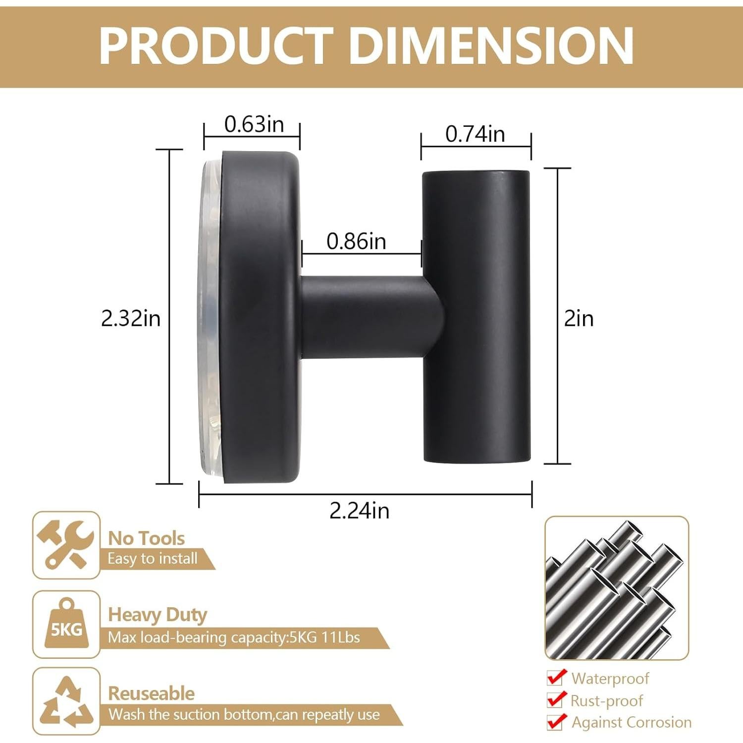 Ganchos de Succión MNGD para Toallas y Abrigos - 4 Piezas
