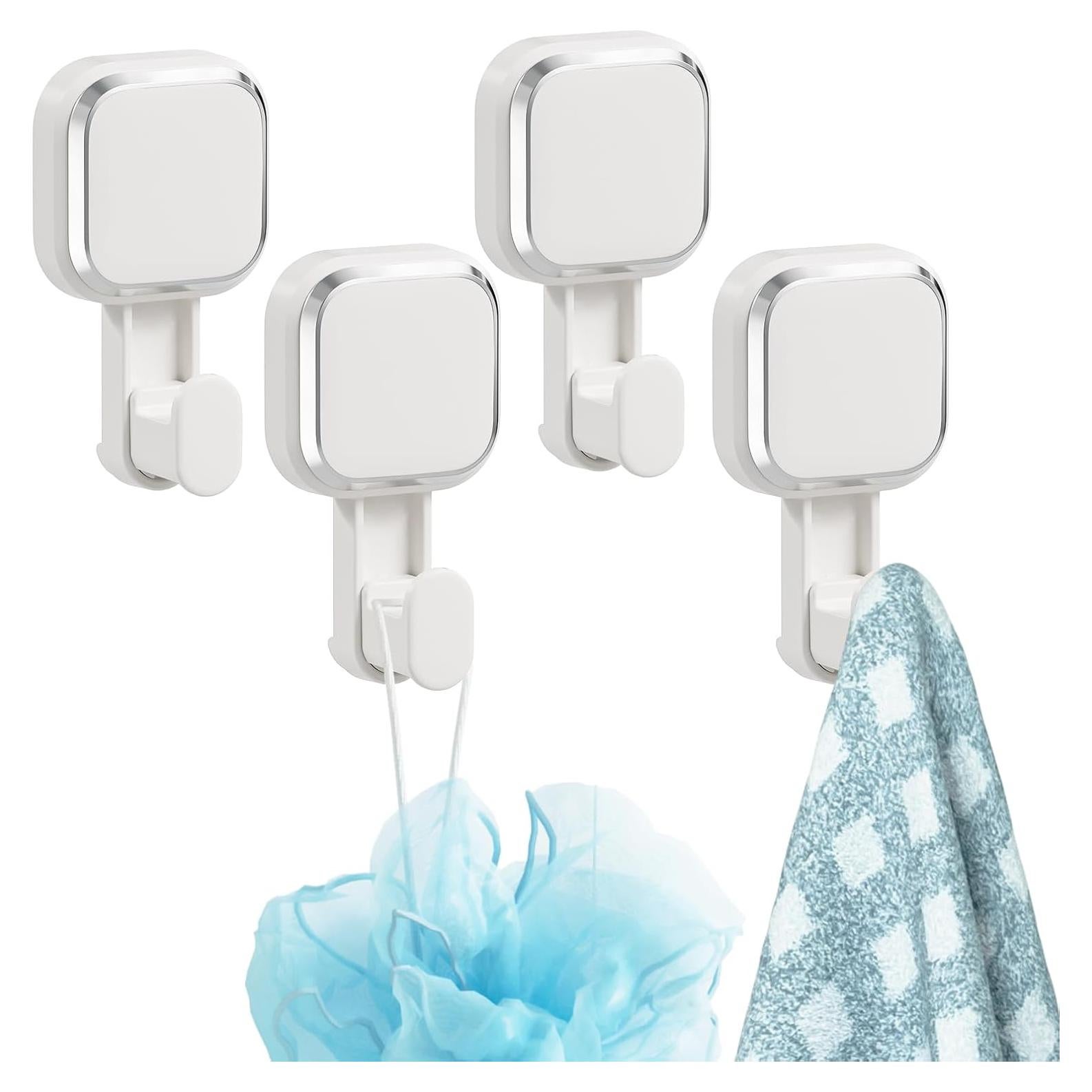 Ganchos de Ventosa TAILI 4 Pack para Ducha - Blanco, 5 kg