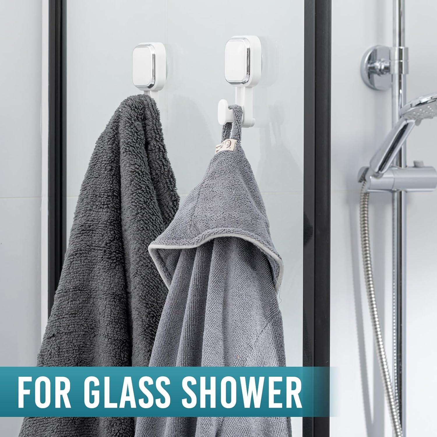 Ganchos de Ventosa TAILI 4 Pack para Ducha - Blanco, 5 kg