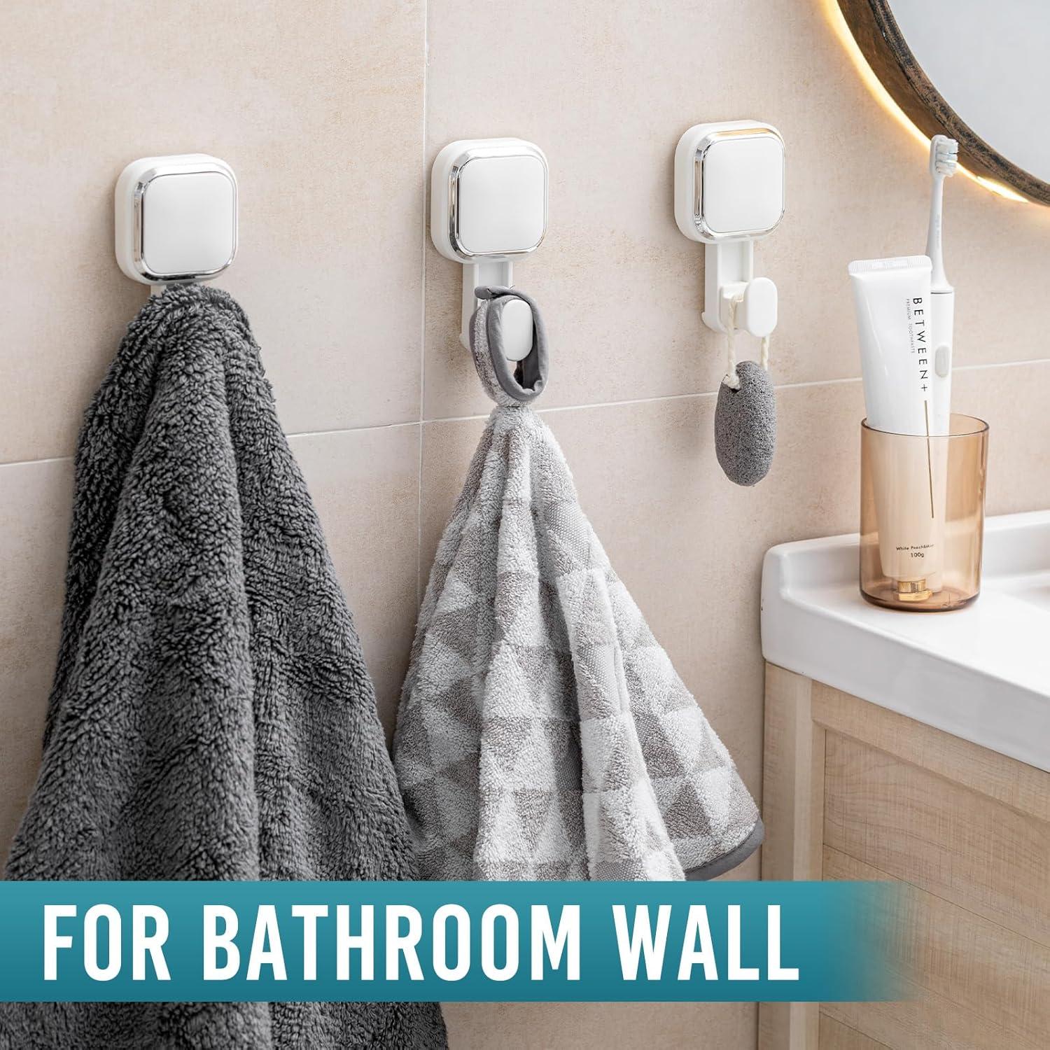 Ganchos de Ventosa TAILI 4 Pack para Ducha - Blanco, 5 kg