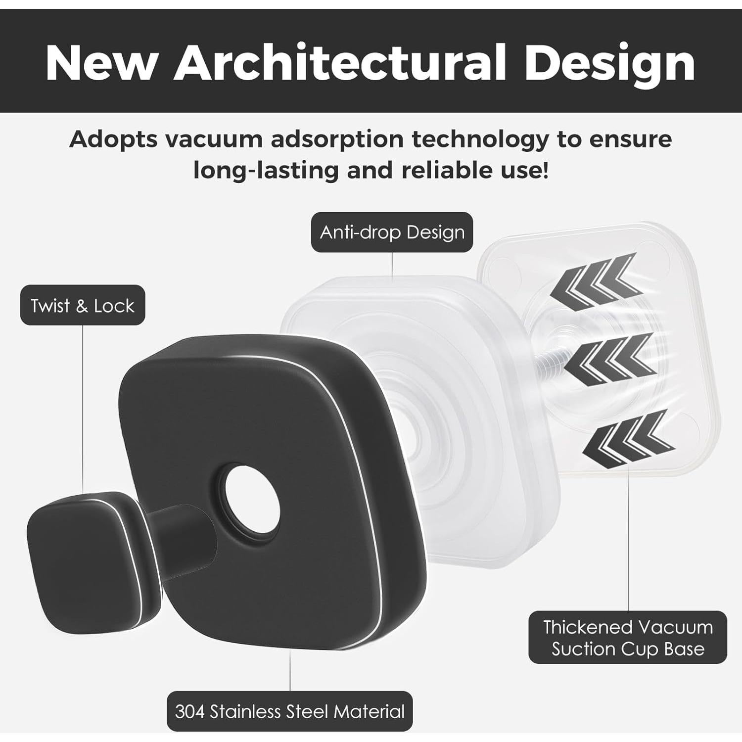 Ganchos de Ducha Reutilizables WingWider 2 Piezas Negro