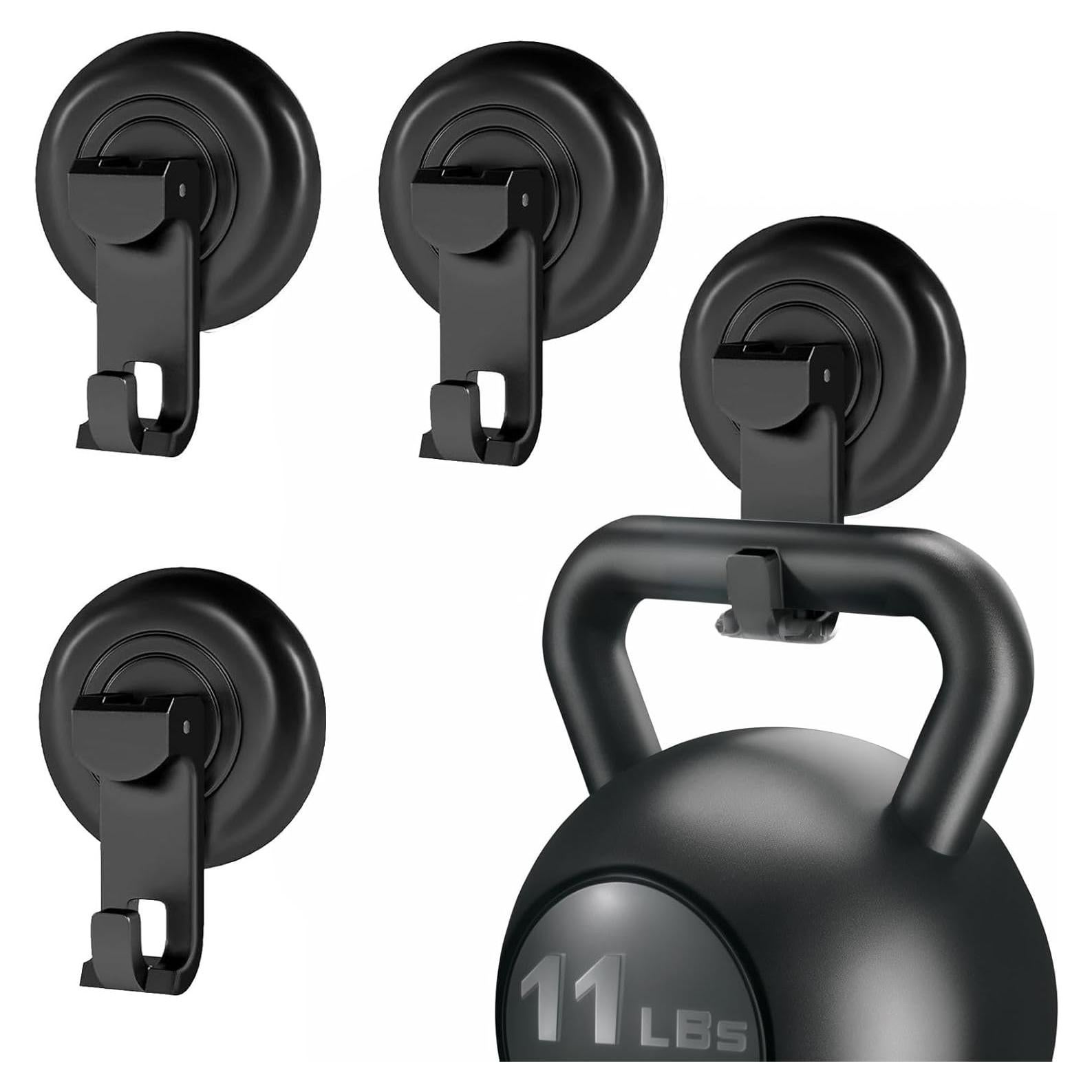 Ganchos de Ducha Virelixis con Ventosa Reutilizables - Negro, 4 Piezas