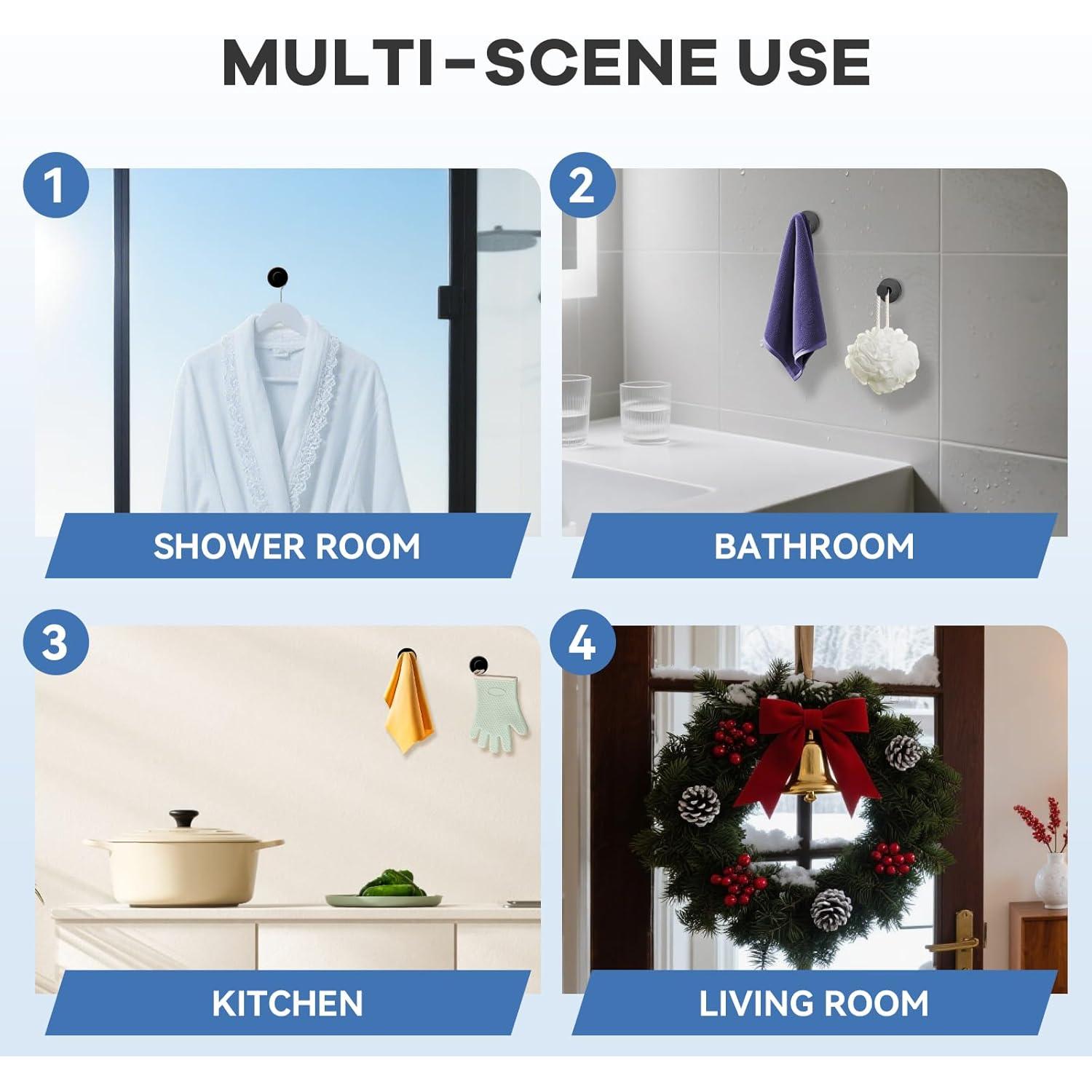 Ganchos de Ventosa GMYOO para Ducha y Baño - 4 Piezas, Negro