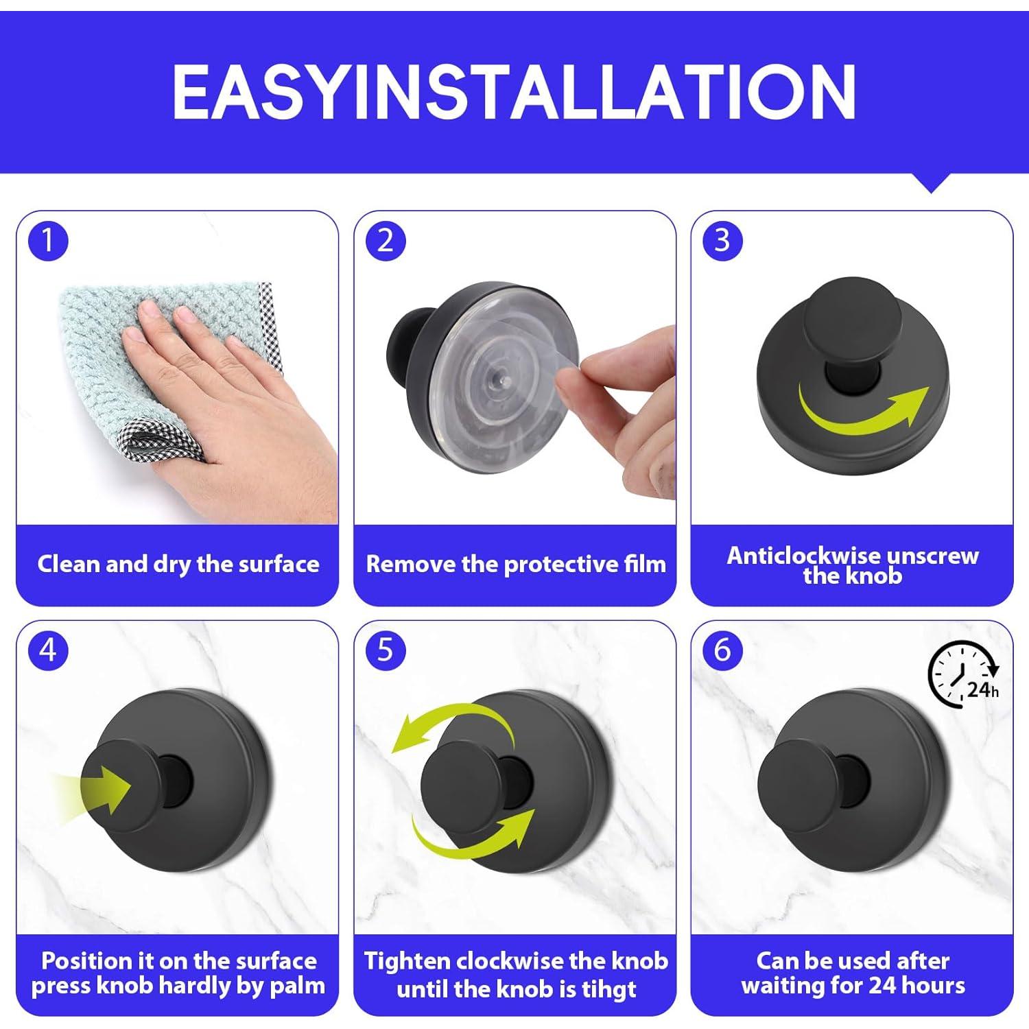 Ganchos de Ventosa GMYOO para Ducha y Baño - 4 Piezas, Negro