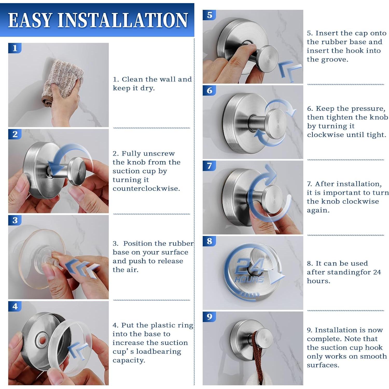 Ganchos de Ventosa Warlve de Acero Inoxidable - 2 Piezas