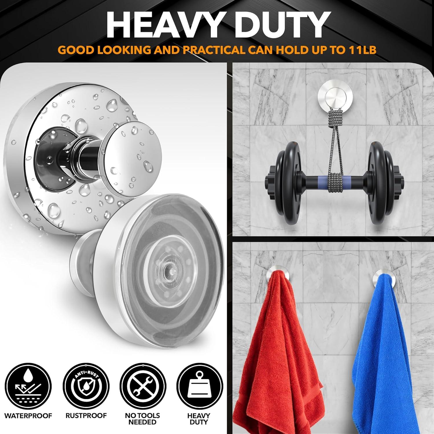 Ganchos de Succión Besti para Ducha 4 Piezas Cromo 5 kg