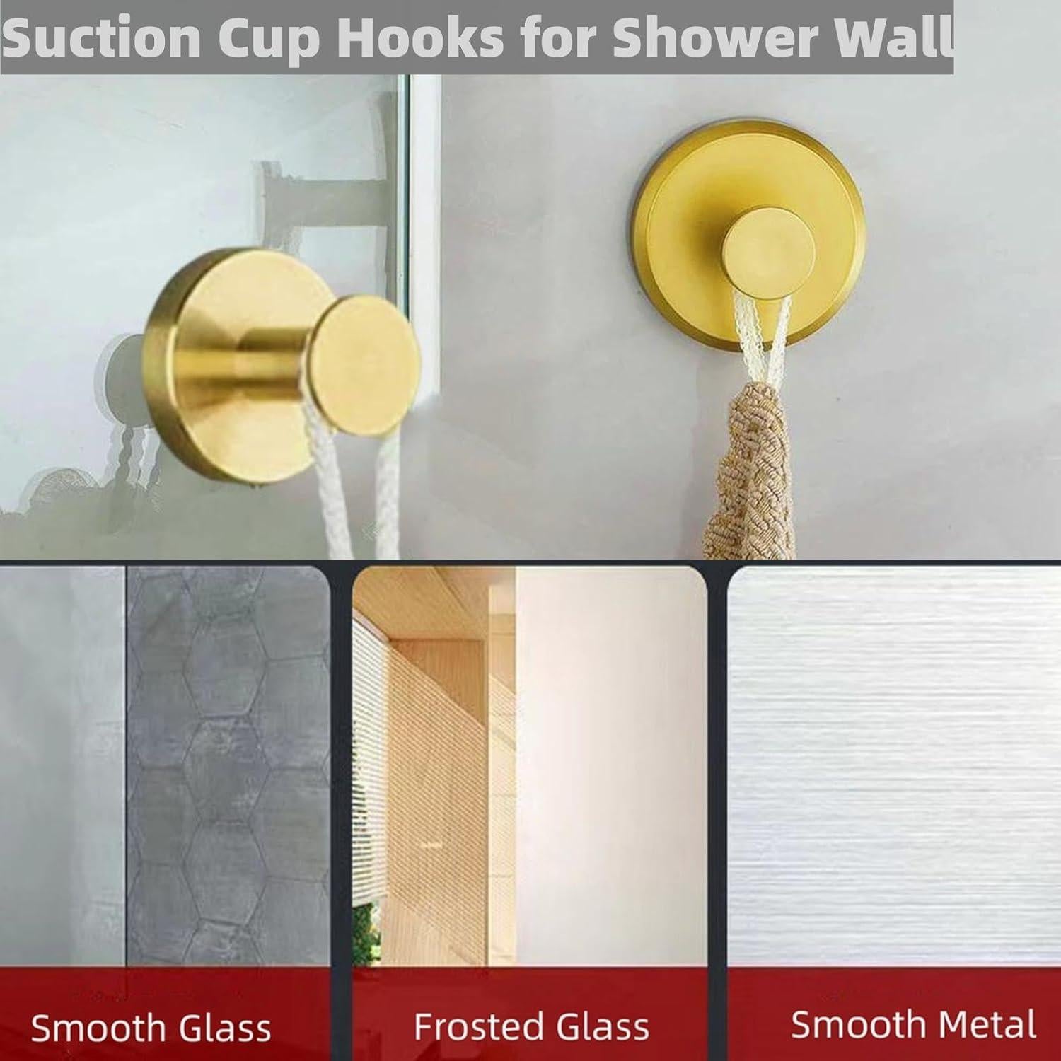 Ganchos de Ventosa GOJUHANLIN Dorado 4 Piezas Acero Inoxidable