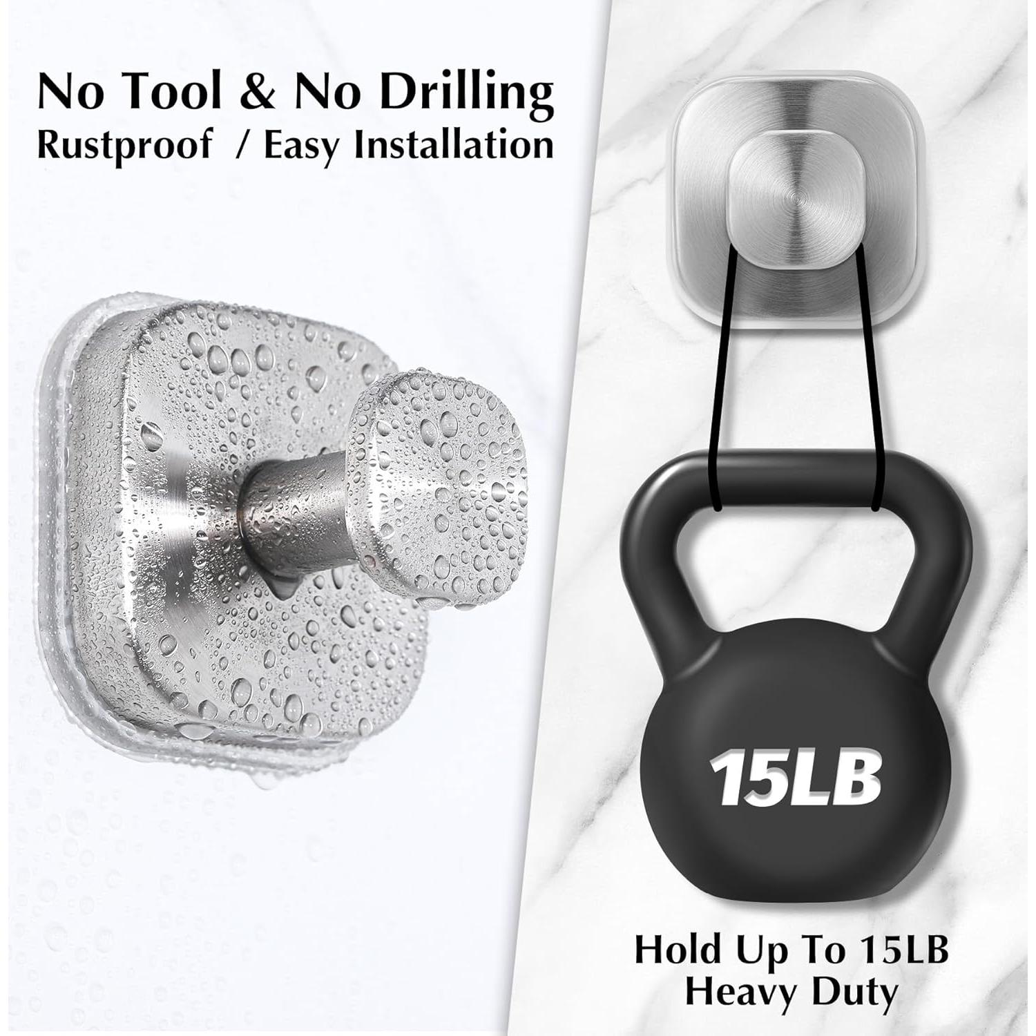 Ganchos de Ventosa Warlve para Ducha - 2 Unidades Acero Inoxidable