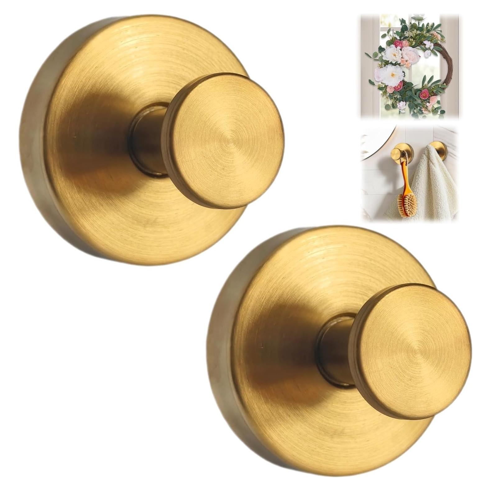 Ganchos de Ventosa Duilahren Oro Cepillado 2PCS Alta Resistencia