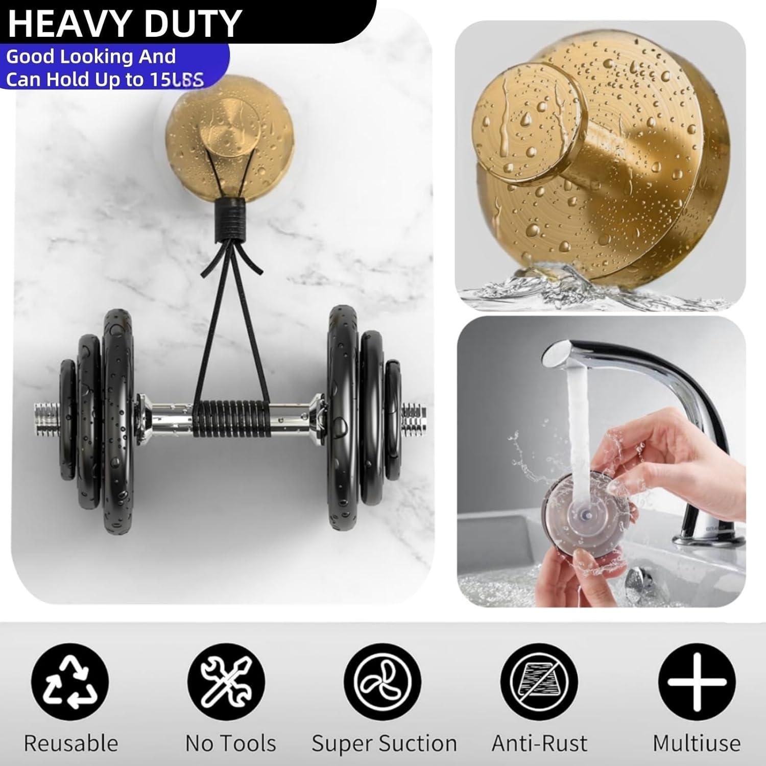 Ganchos de Ventosa Duilahren Oro Cepillado 2PCS Alta Resistencia