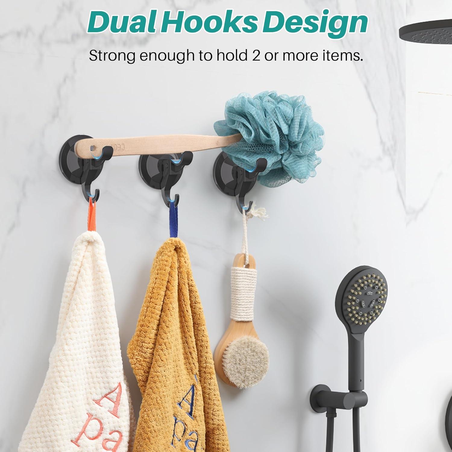 Ganchos de Ventosa AENTGIU Negros - Paquete de 5 para Baño