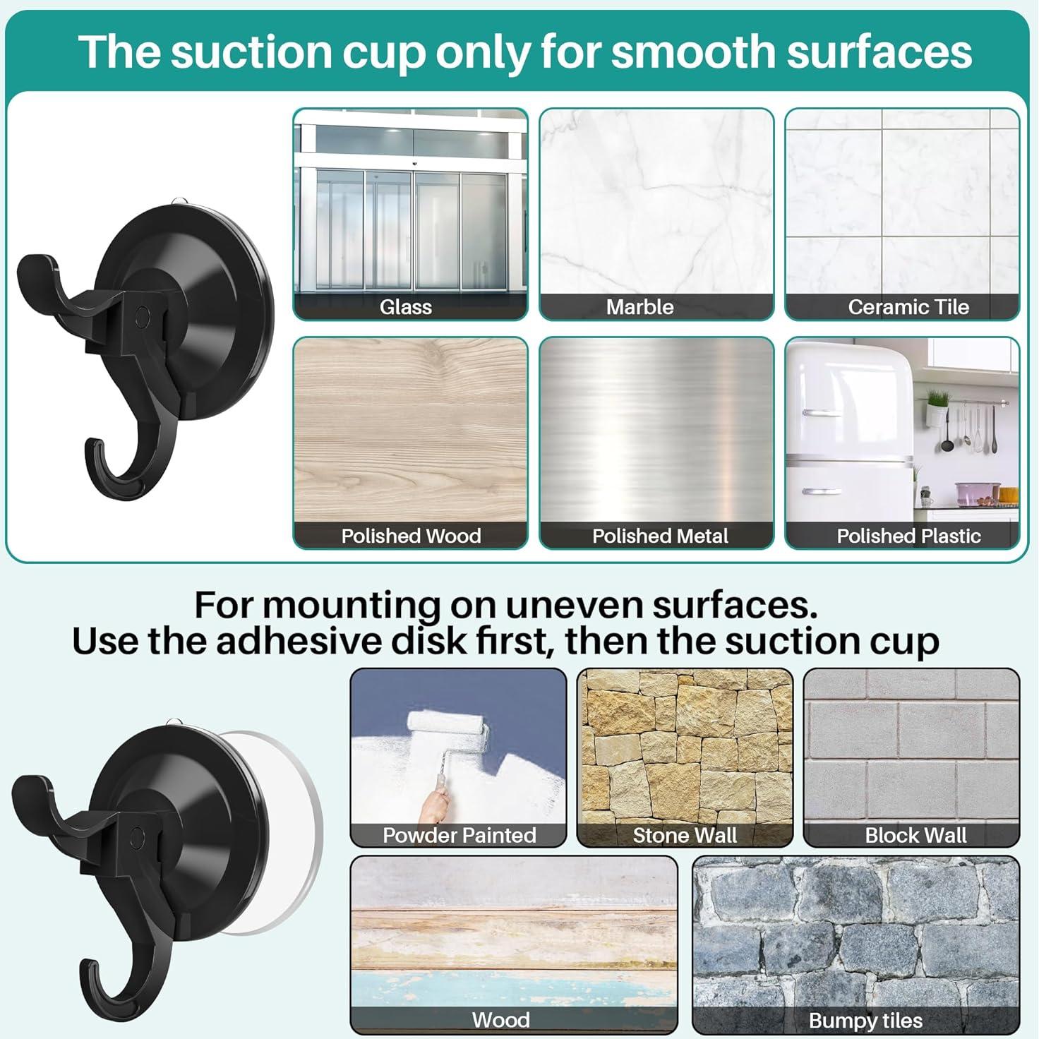 Ganchos de Ventosa AENTGIU Negros - Paquete de 5 para Baño