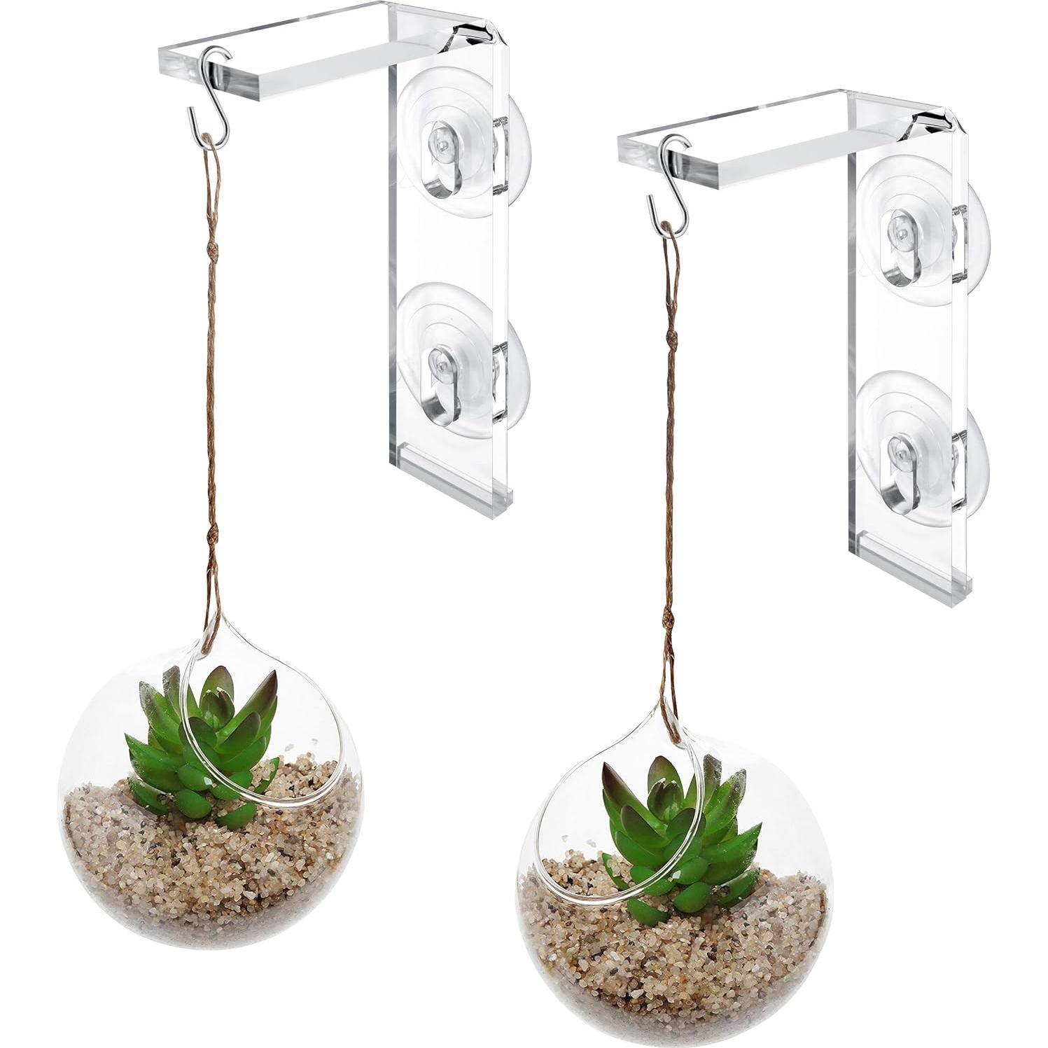 Soporte de Ventana con Ventosa IMPRESA - Paquete de 2 - Acrílico Verde Brillante - Resistente a la Intemperie