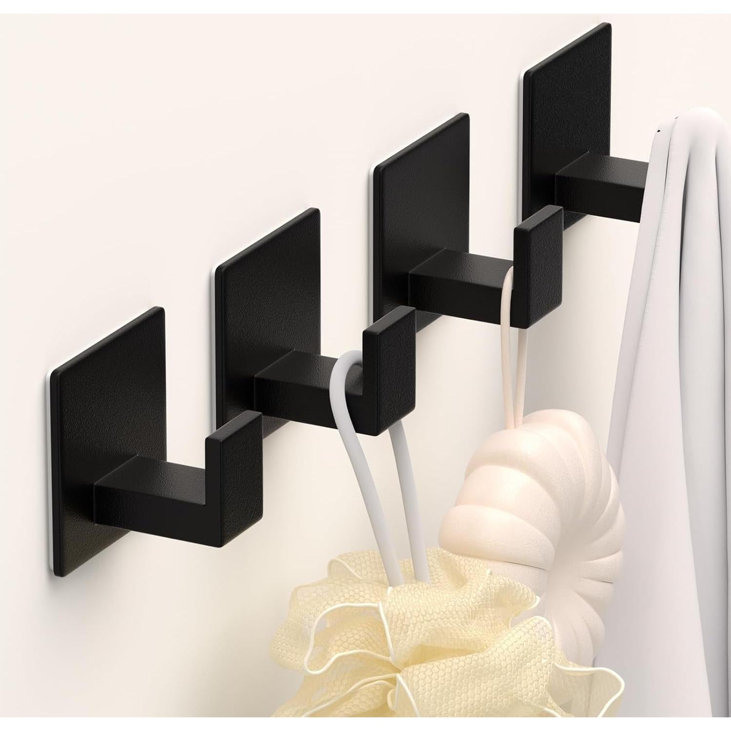 Ganchos Adhesivos de Aluminio VINHOLD - 4 Paquete Negro