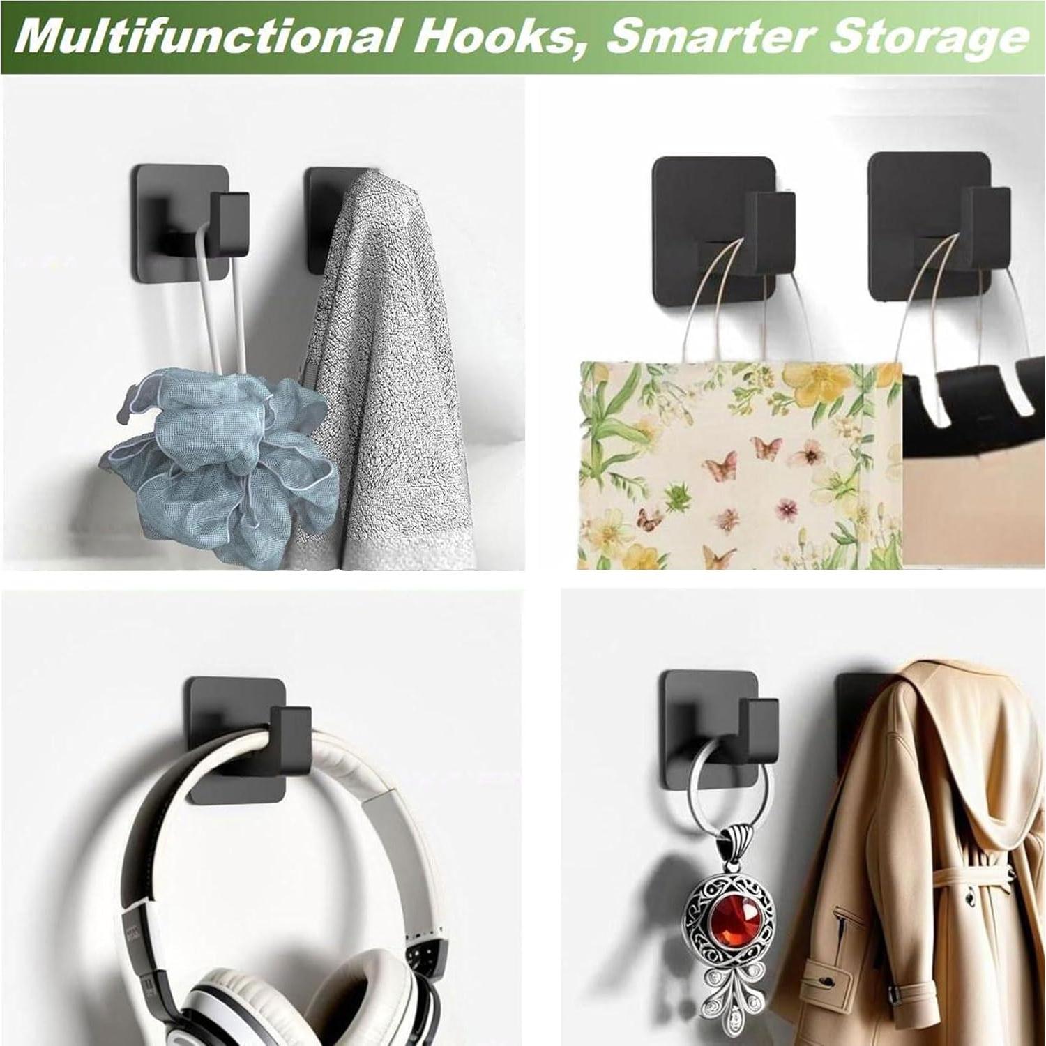 Ganchos Adhesivos de Aluminio VINHOLD - 4 Paquete Negro