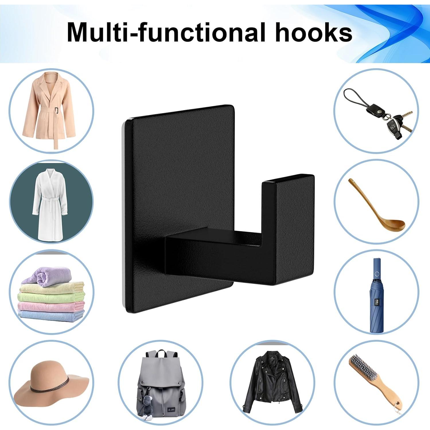 Ganchos Adhesivos de Aluminio VINHOLD - 4 Paquete Negro