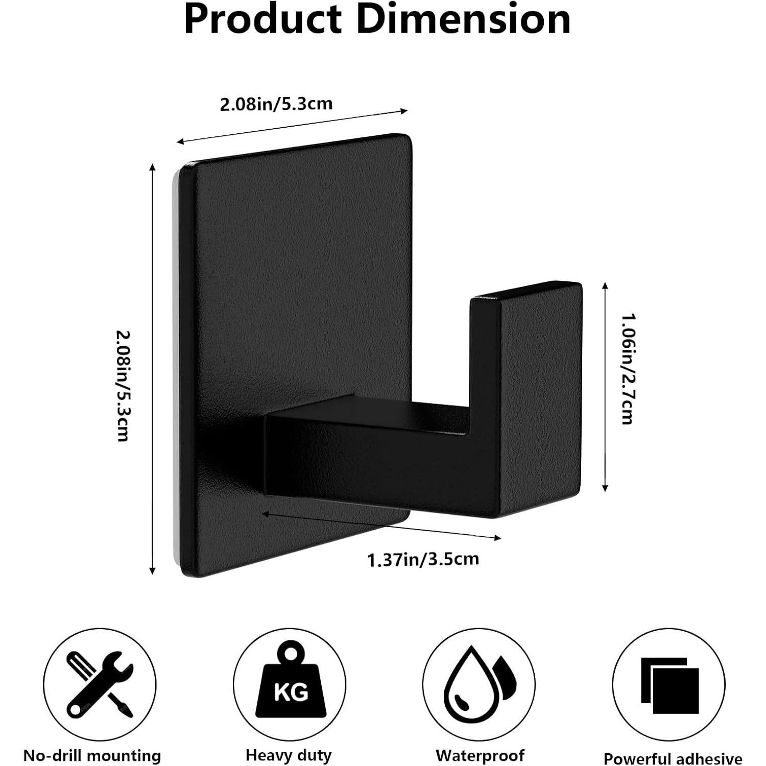 Ganchos Adhesivos de Aluminio VINHOLD - 4 Paquete Negro