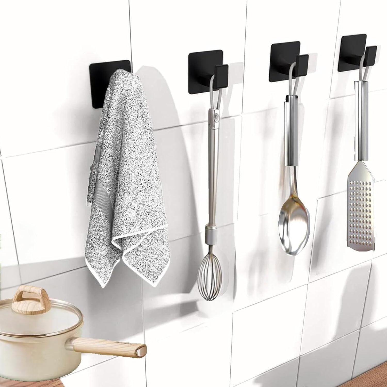 Ganchos Adhesivos de Aluminio VINHOLD - 4 Paquete Negro