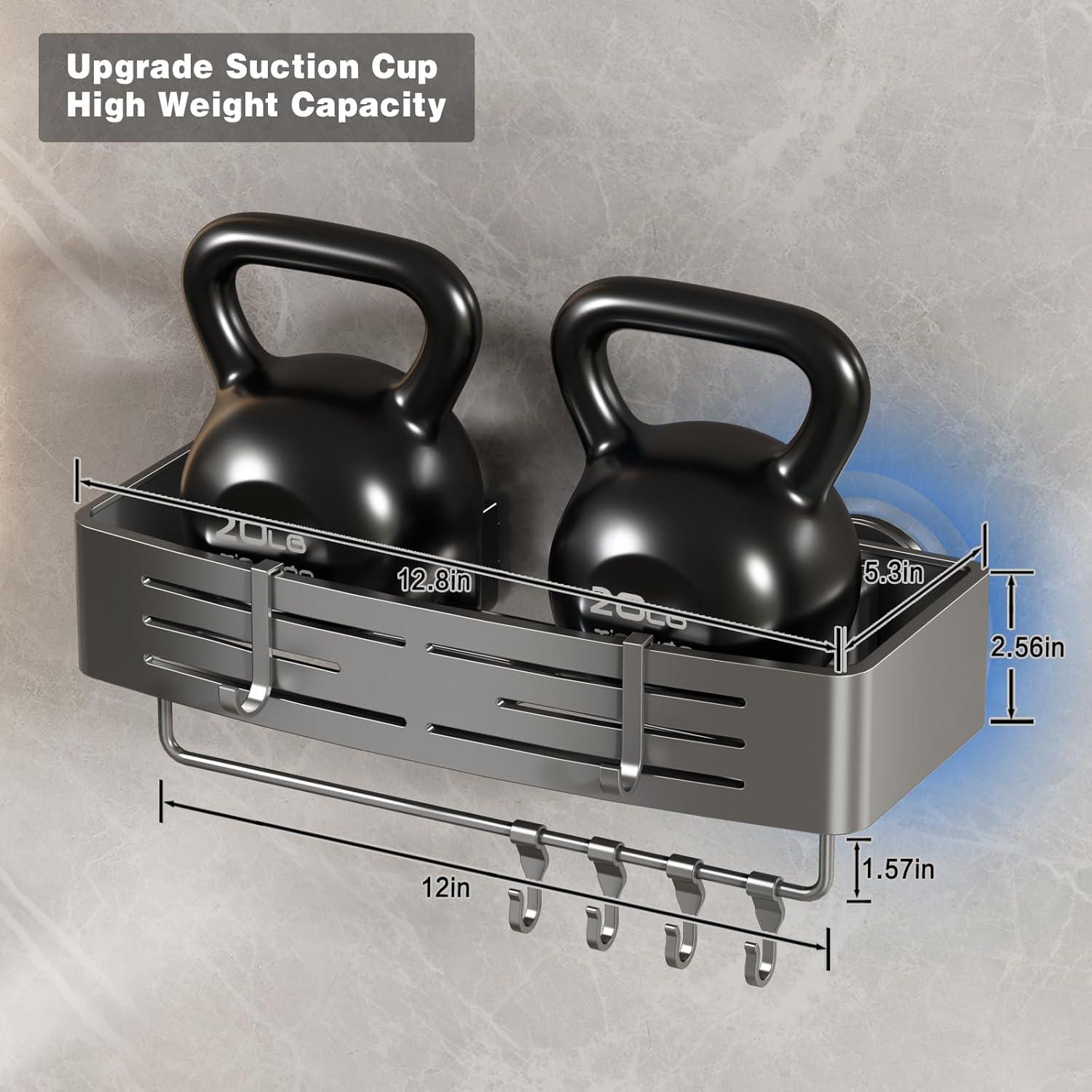 Caddy de Ducha Voldra con Ventosa, 2 Estantes Gris Mate