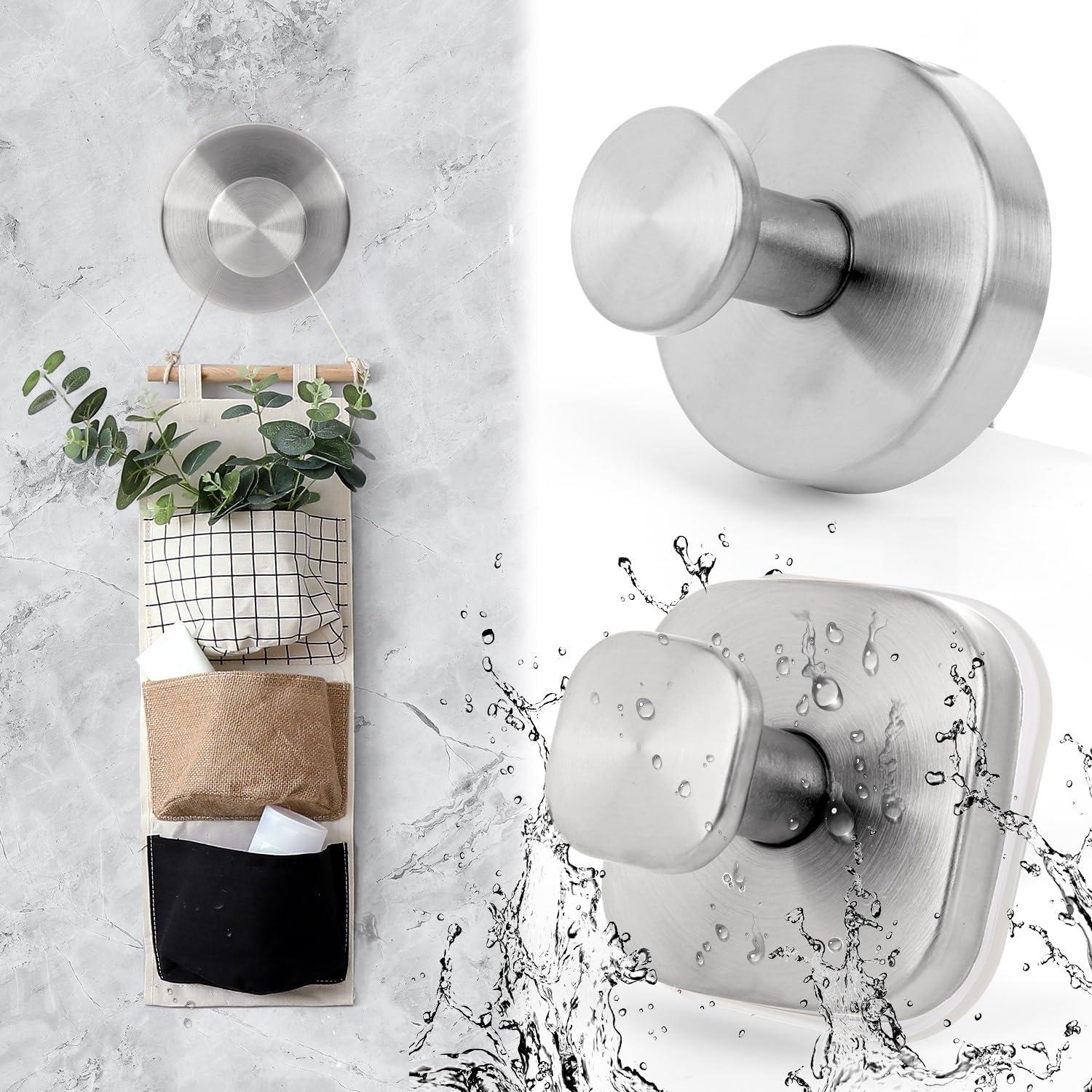 Ganchos de Ventosa Fukaisu 4 Piezas Acero Inoxidable Plata