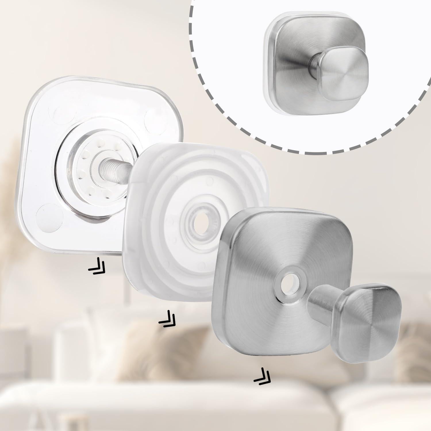 Ganchos de Ventosa Fukaisu 4 Piezas Acero Inoxidable Plata