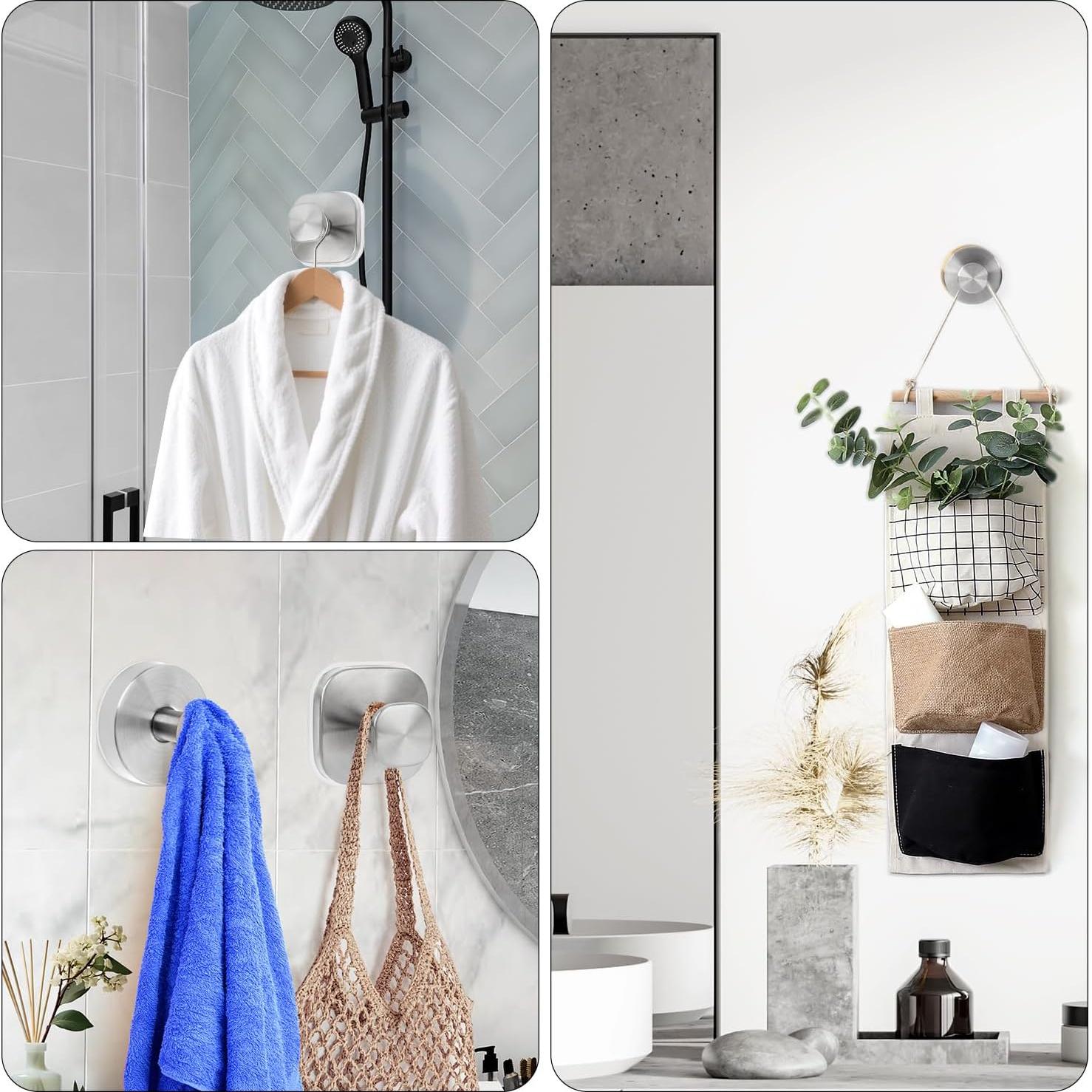 Ganchos de Ventosa Fukaisu 4 Piezas Acero Inoxidable Plata