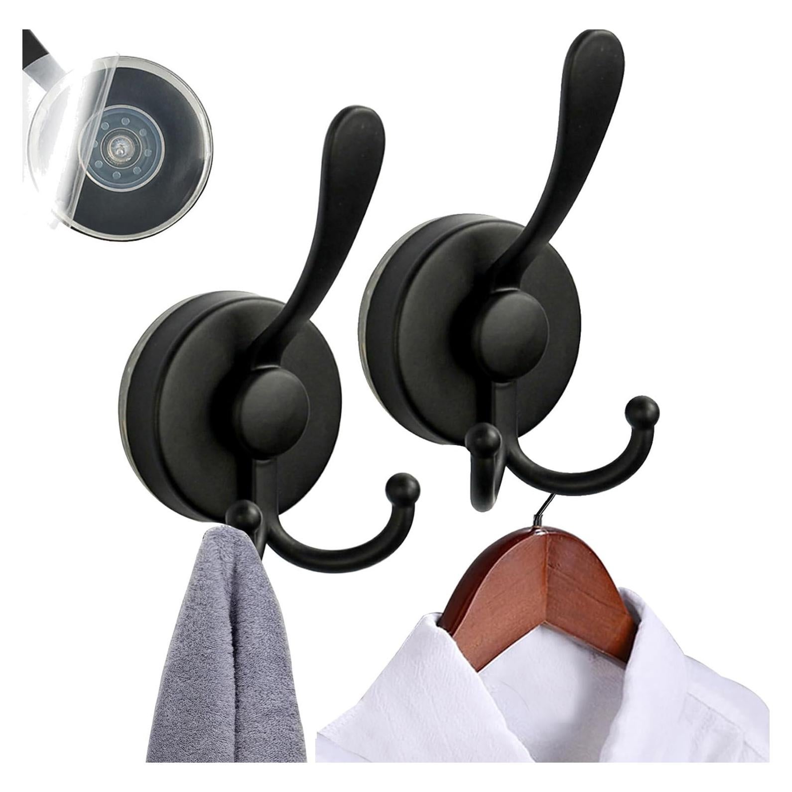 Perchero de Ventosa Adhesiva Flytank - Negro Mate, 2-Pack