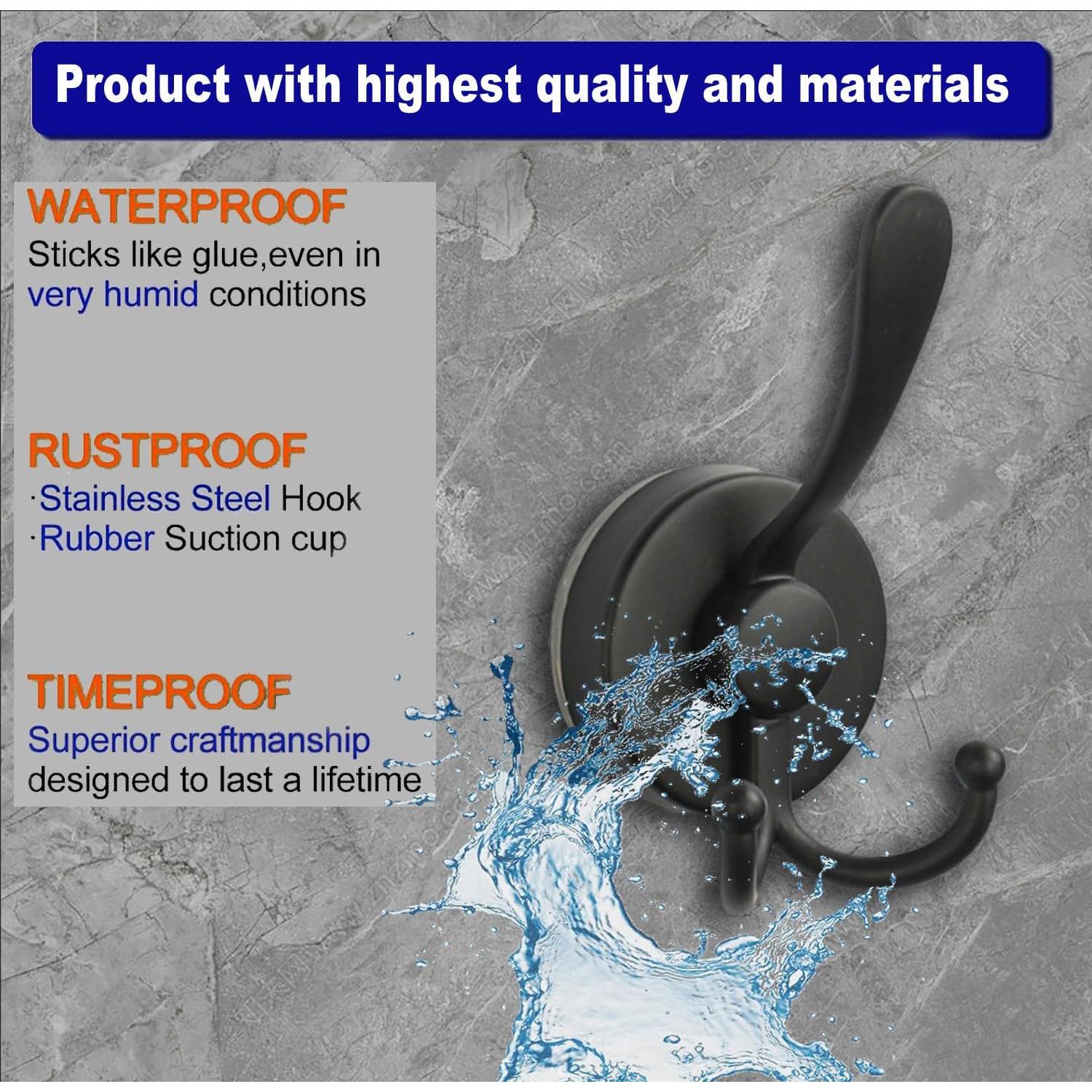 Perchero de Ventosa Adhesiva Flytank - Negro Mate, 2-Pack