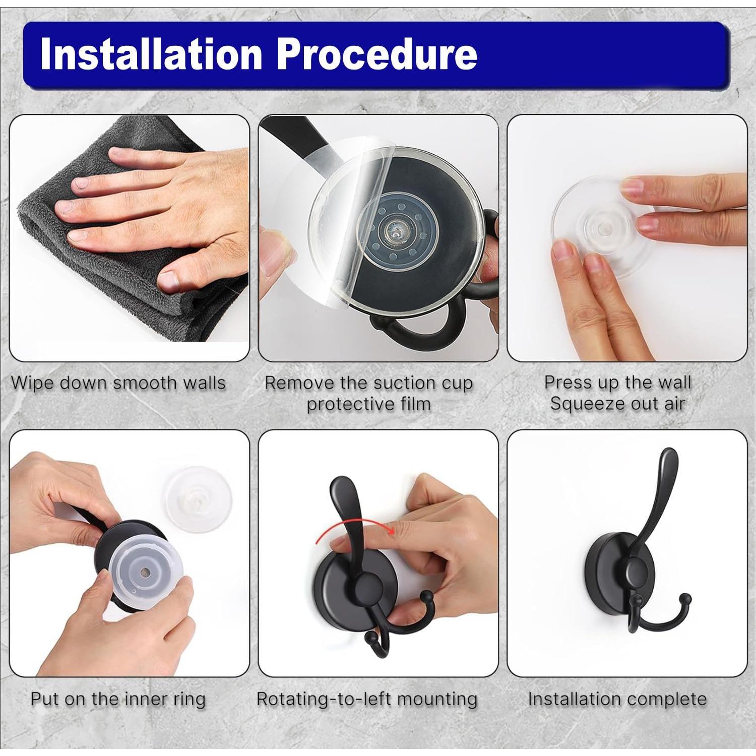 Perchero de Ventosa Adhesiva Flytank - Negro Mate, 2-Pack