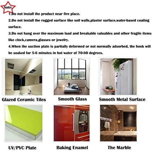 Ganchos de Ventosa KRISMYA, Paquete de 6, 4 kg Resistencia