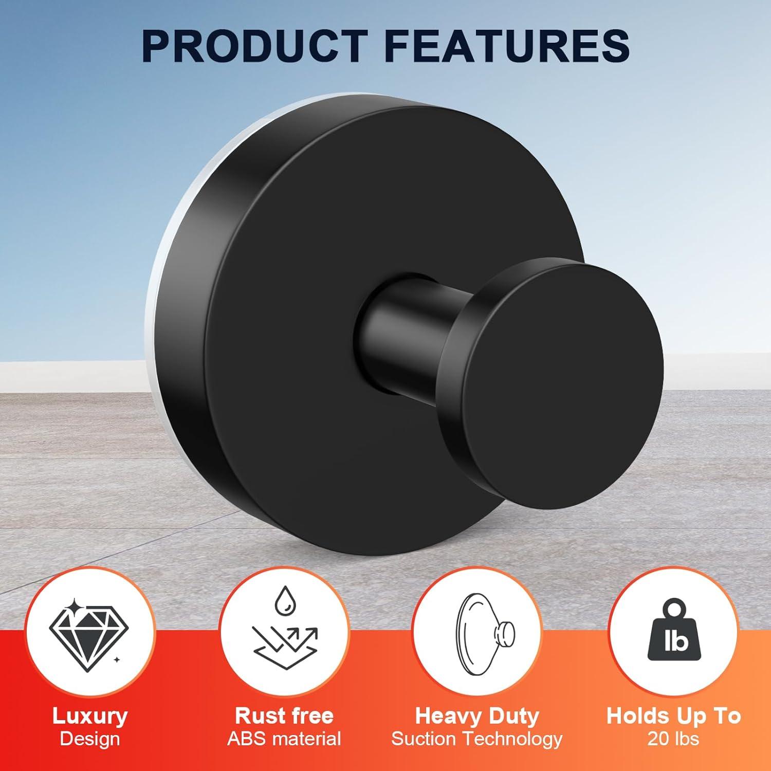 Ganchos de Ventosa Canareen 2 pcs Negro Acero Inoxidable