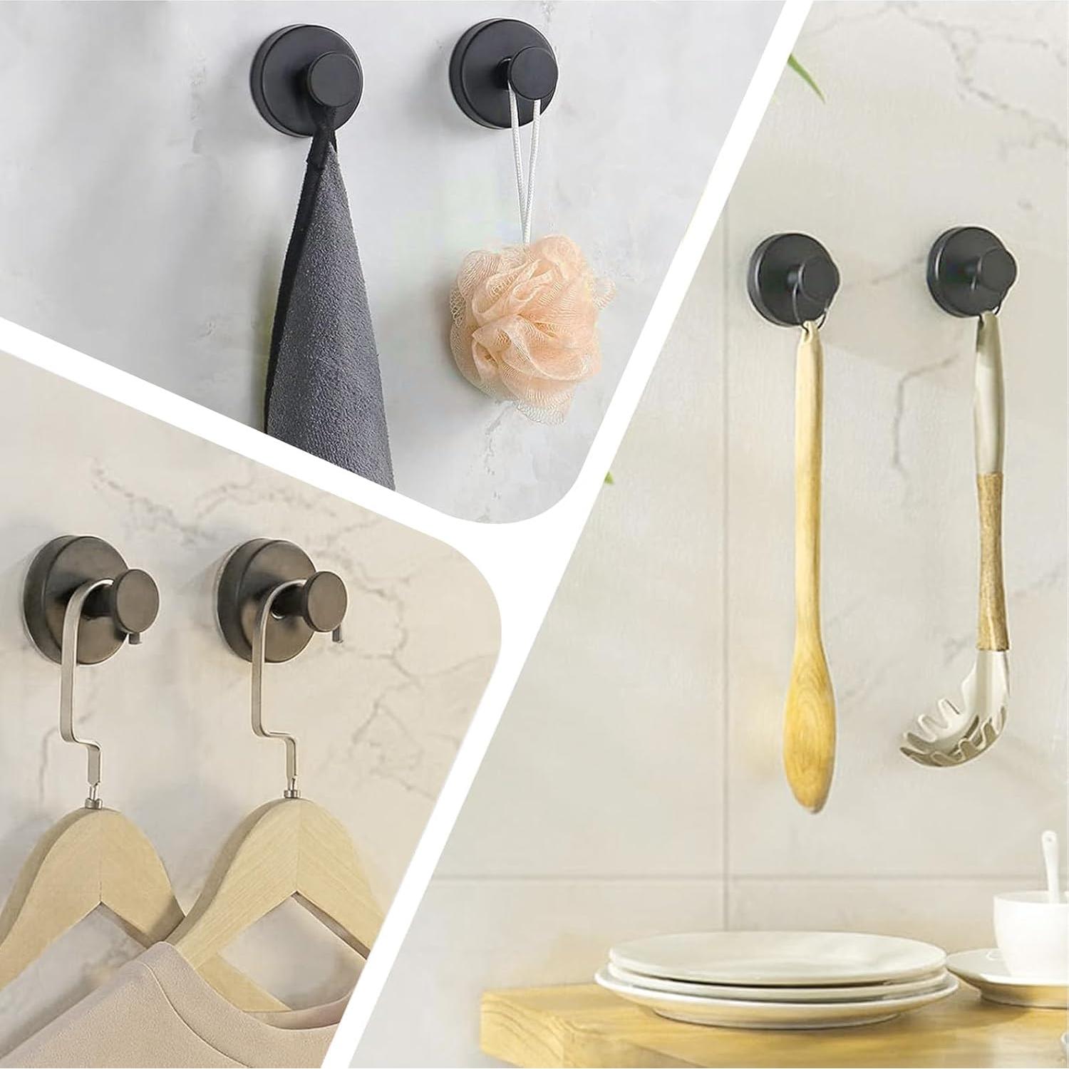 Ganchos de Ventosa Sin Perforación Starfa Lab - 4 Piezas, Negro