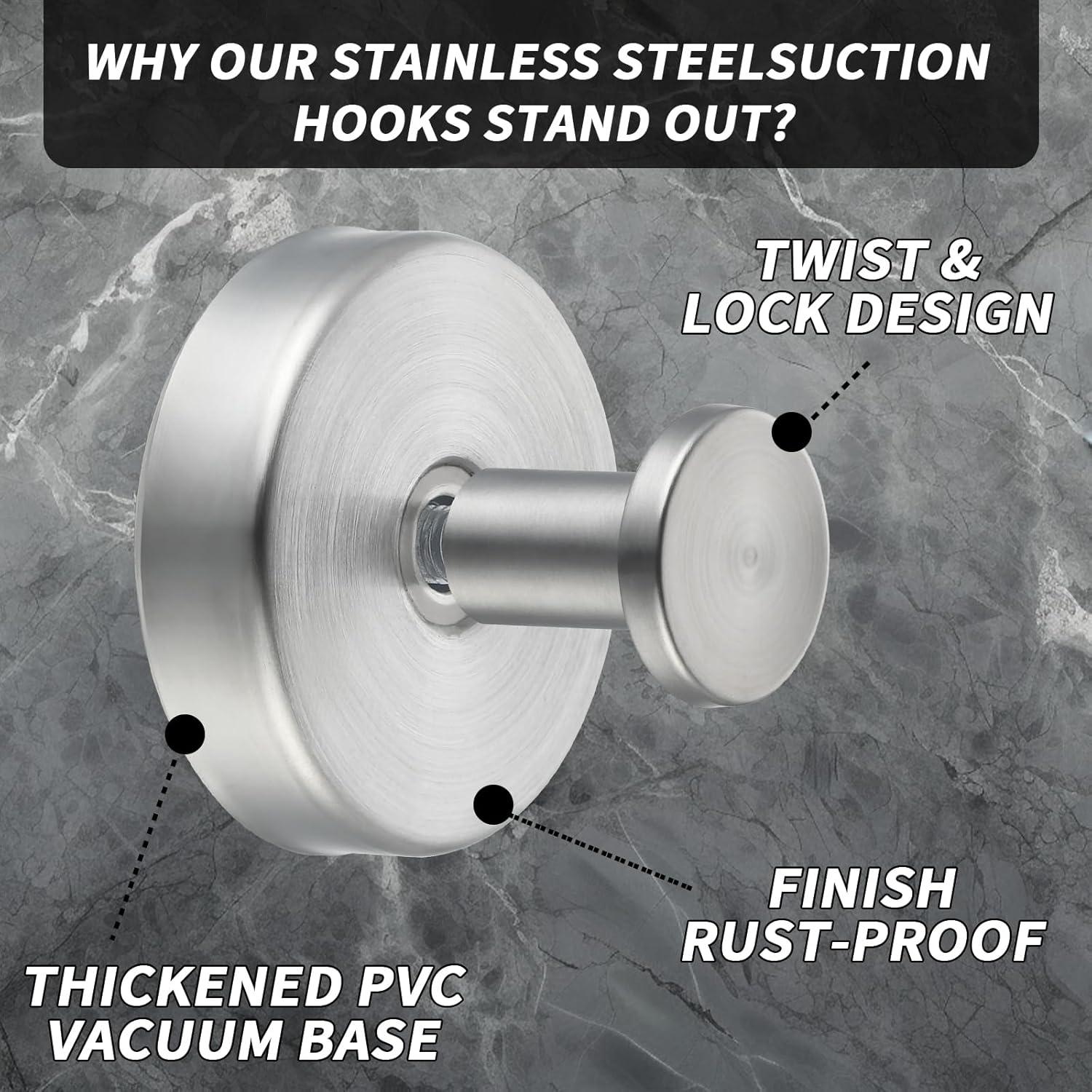 Ganchos de Ventosa Eolax para Ducha 2-Pack Niquel Cepillado