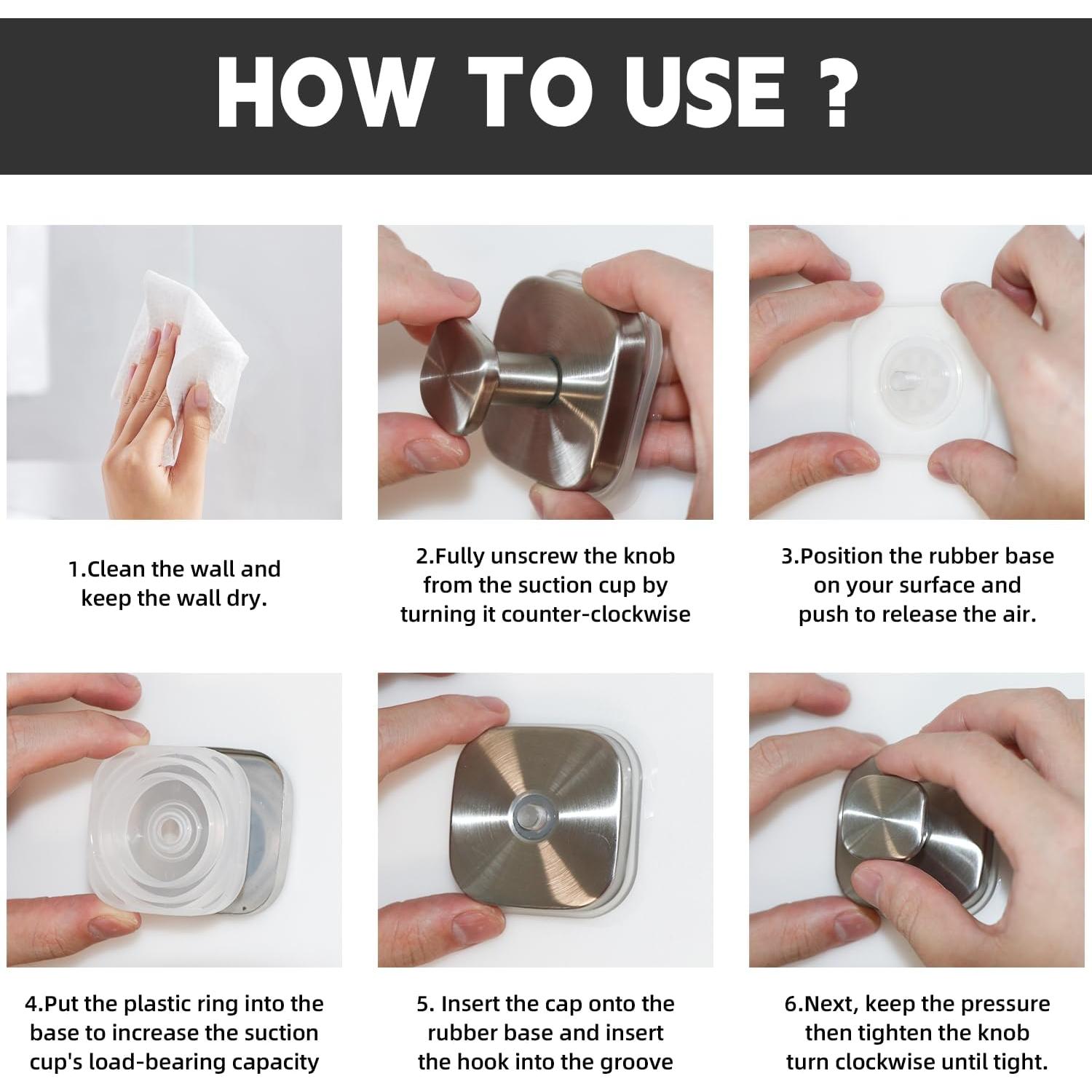 Ganchos de Ventosa EYJVAF para Baño - Acero Inoxidable 5kg